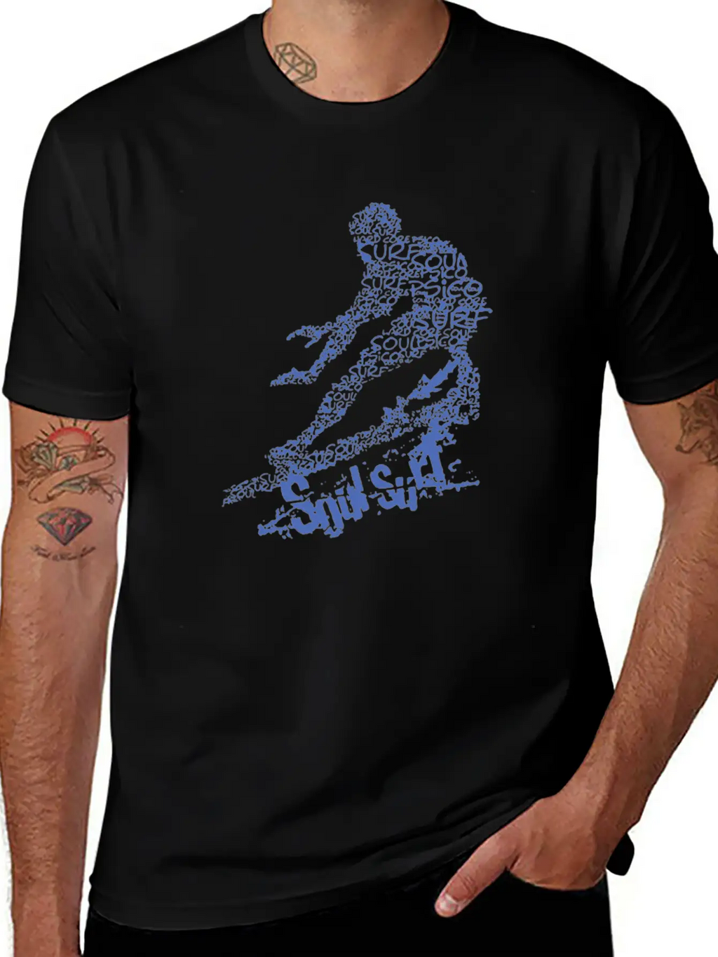 Blue Surfing Logo Humour Stylish Everyday T-Shirt – Unisex Basic Cotton Tee
