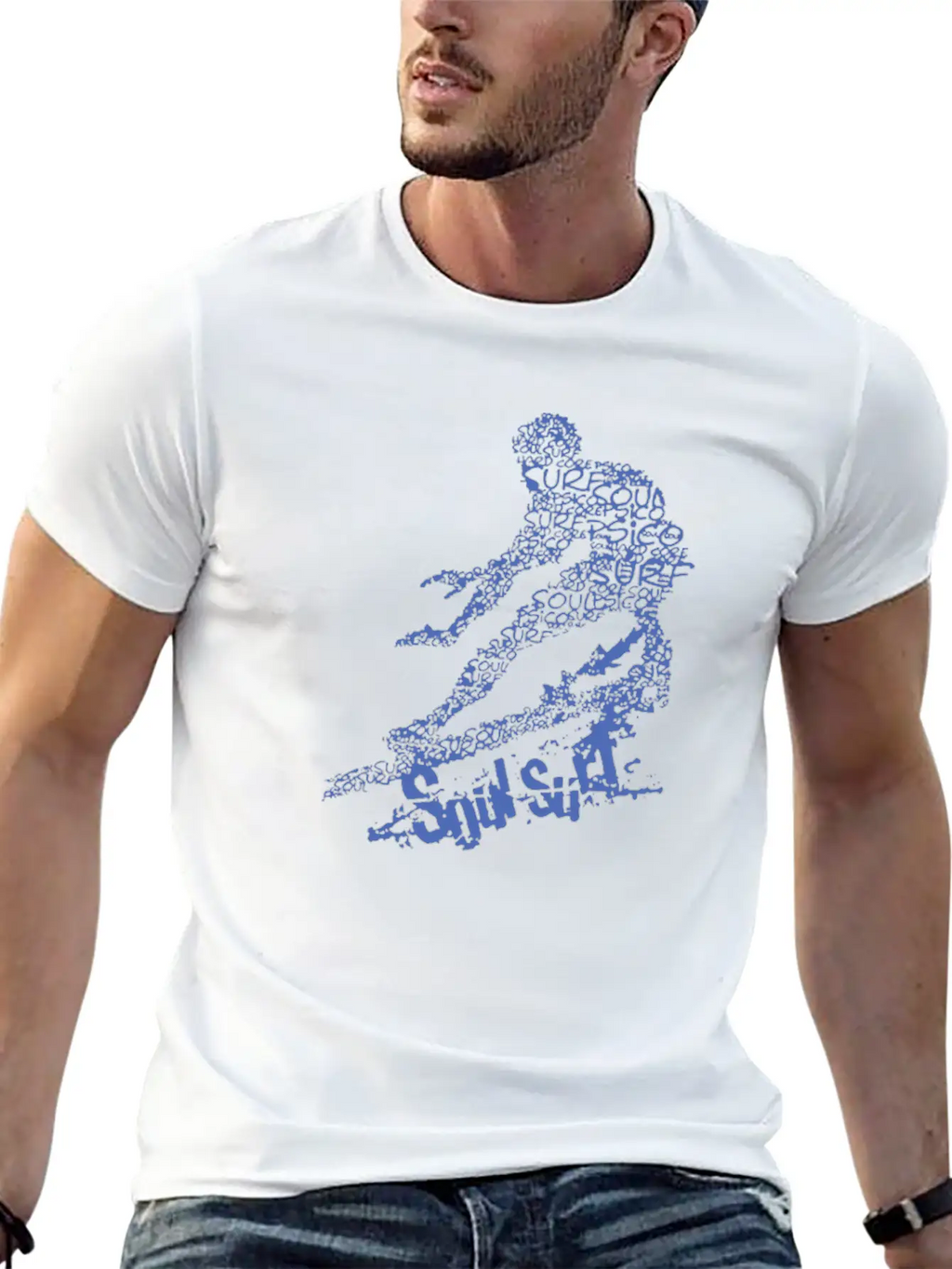 Blue Surfing Logo Humour Stylish Everyday T-Shirt – Unisex Basic Cotton Tee