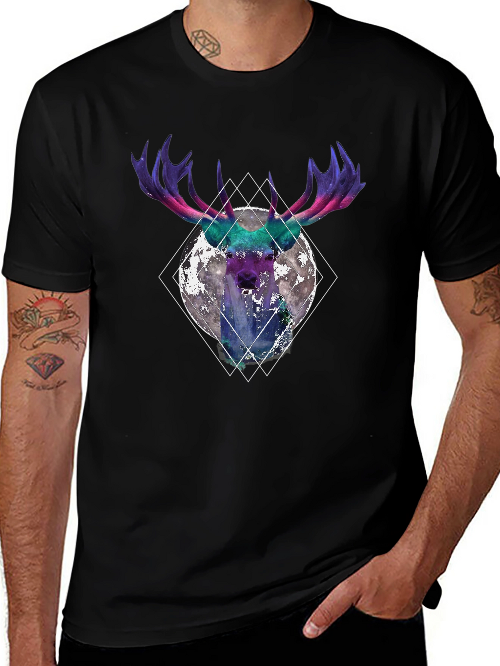Cosmic Moose Graphic T-Shirt - Black