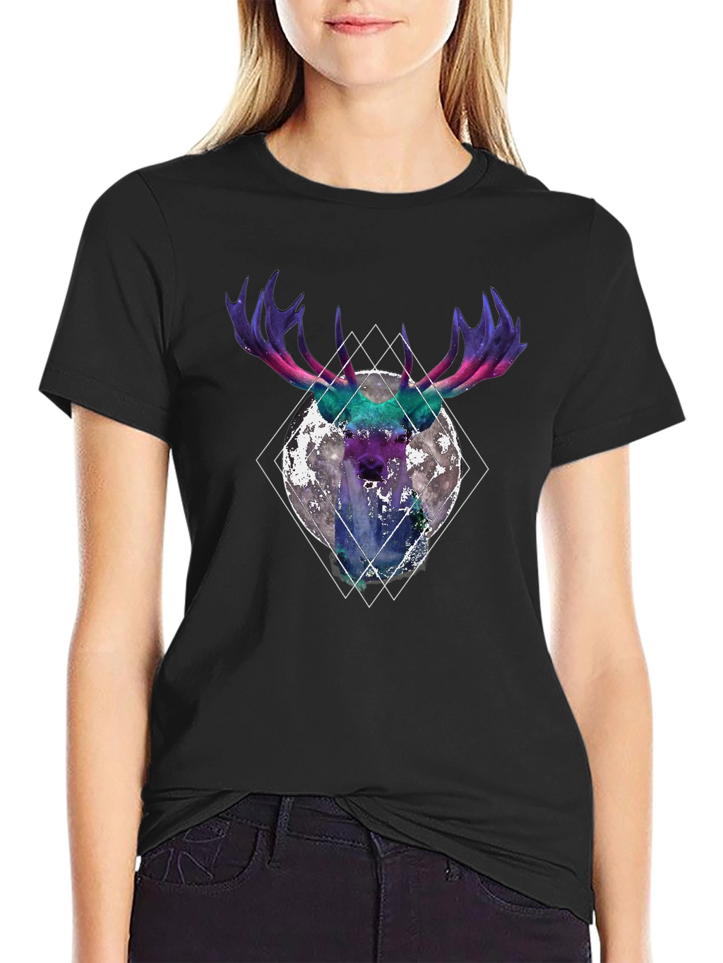 Cosmic Moose Graphic T-Shirt - Black