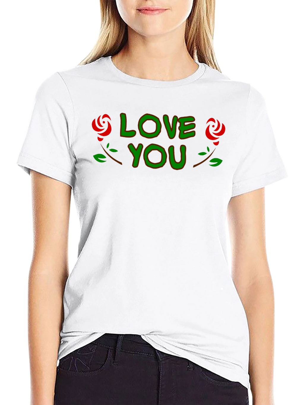 Love You Graphic Tee - Rose Accent