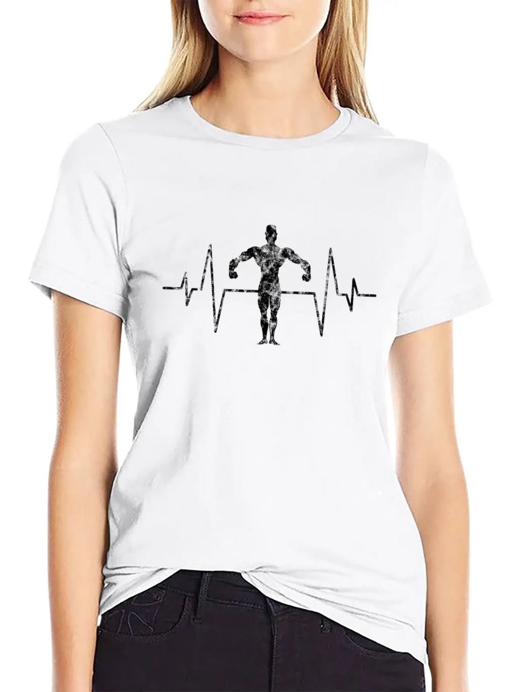 Body Building Heartbeat Unisex Short Sleeve Soft Cotton T-Shirt – Casual Everyday Wear