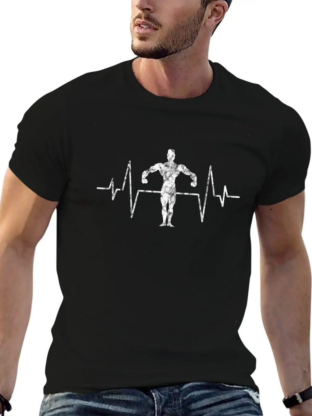 Body Building Heartbeat Unisex Short Sleeve Soft Cotton T-Shirt – Casual Everyday Wear