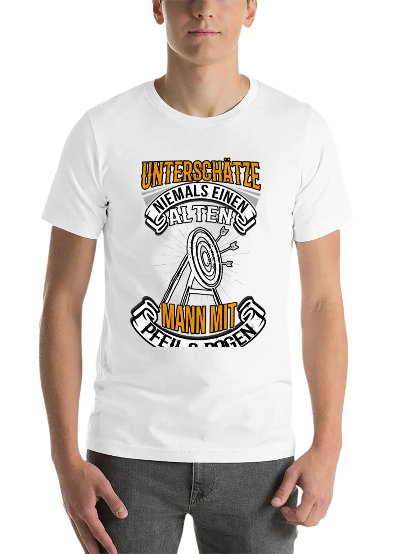 Bogenschießen Alter Mann Bogensport Unisex Short Sleeve Soft Cotton T-Shirt – Casual Everyday Wear