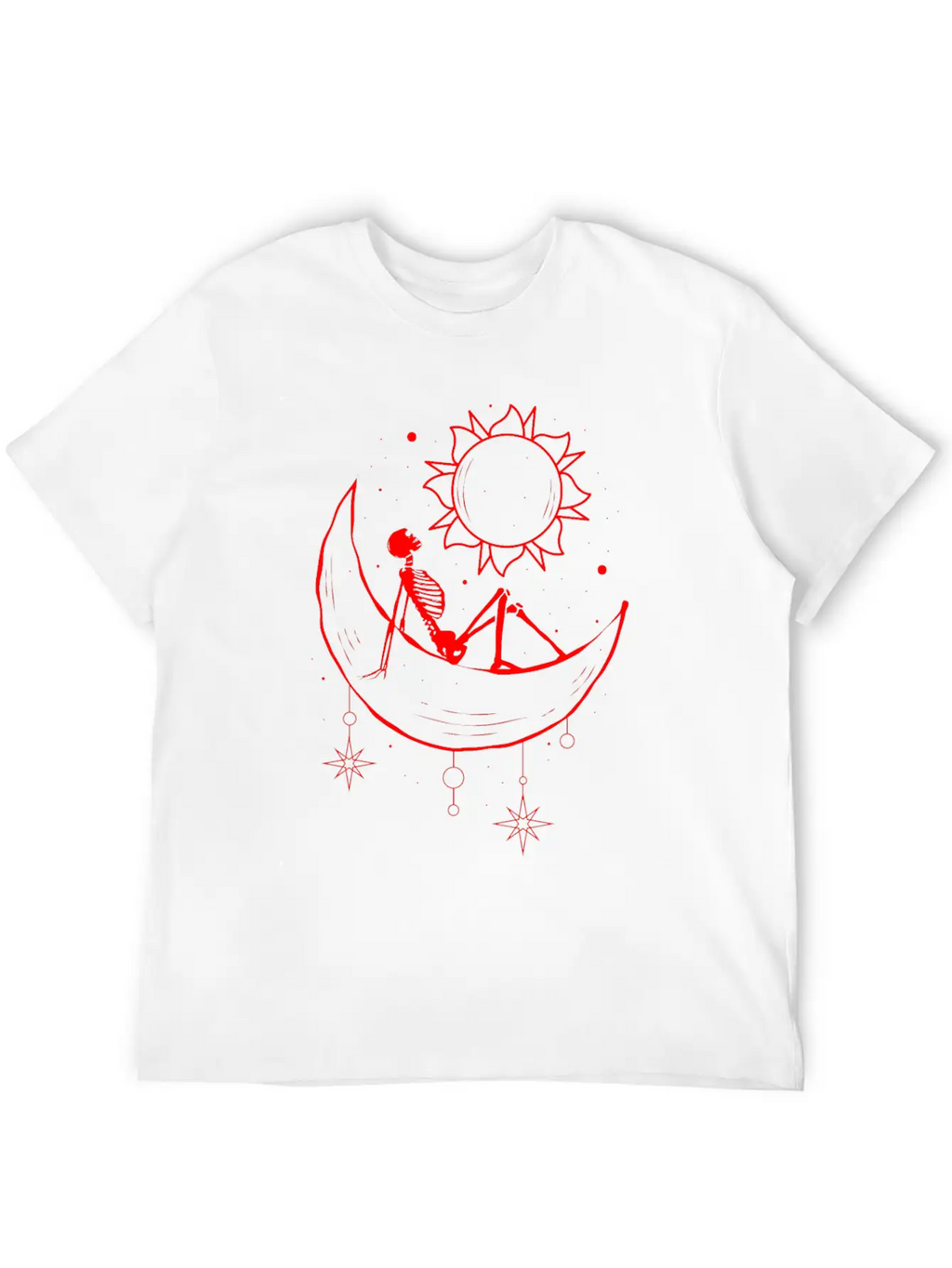 Bohemian Aesthetic Gothic Skeleton Sun And Moon Unisex Casual T-Shirt – Clean Design For Daily Comfort