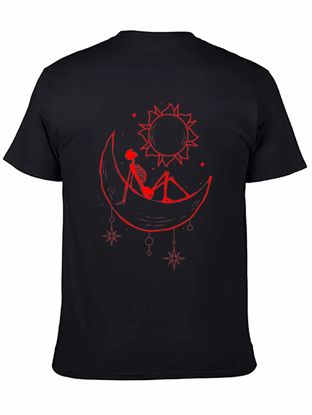 Bohemian Aesthetic Gothic Skeleton Sun And Moon Unisex Casual T-Shirt – Clean Design For Daily Comfort