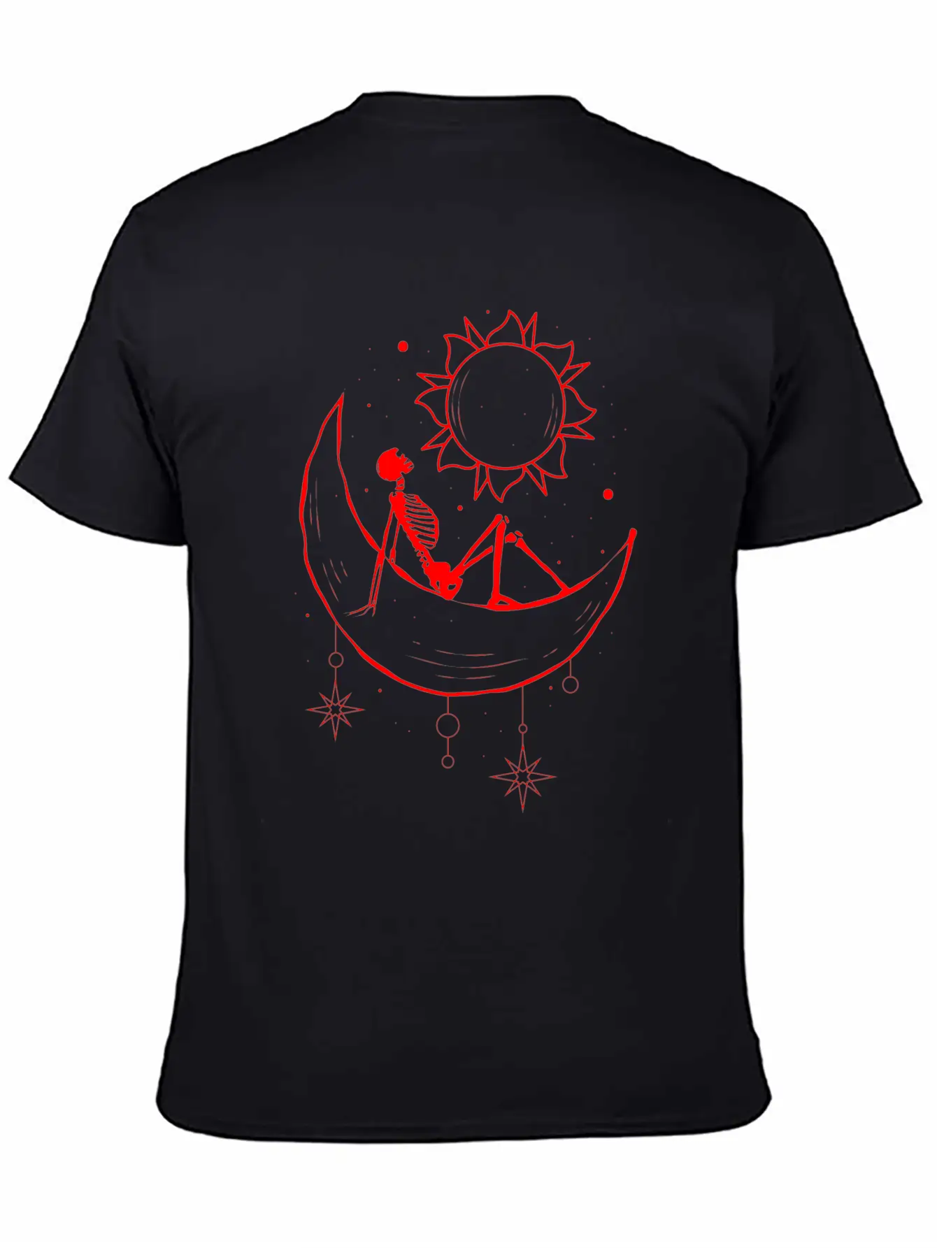 Bohemian Aesthetic Gothic Skeleton Sun And Moon Unisex Casual T-Shirt – Clean Design For Daily Comfort