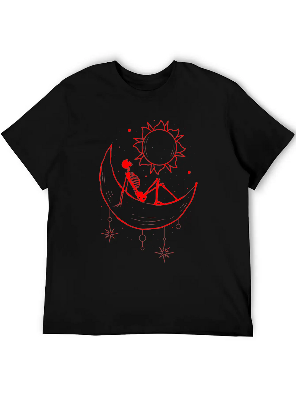 Bohemian Aesthetic Gothic Skeleton Sun And Moon Unisex Casual T-Shirt – Clean Design For Daily Comfort