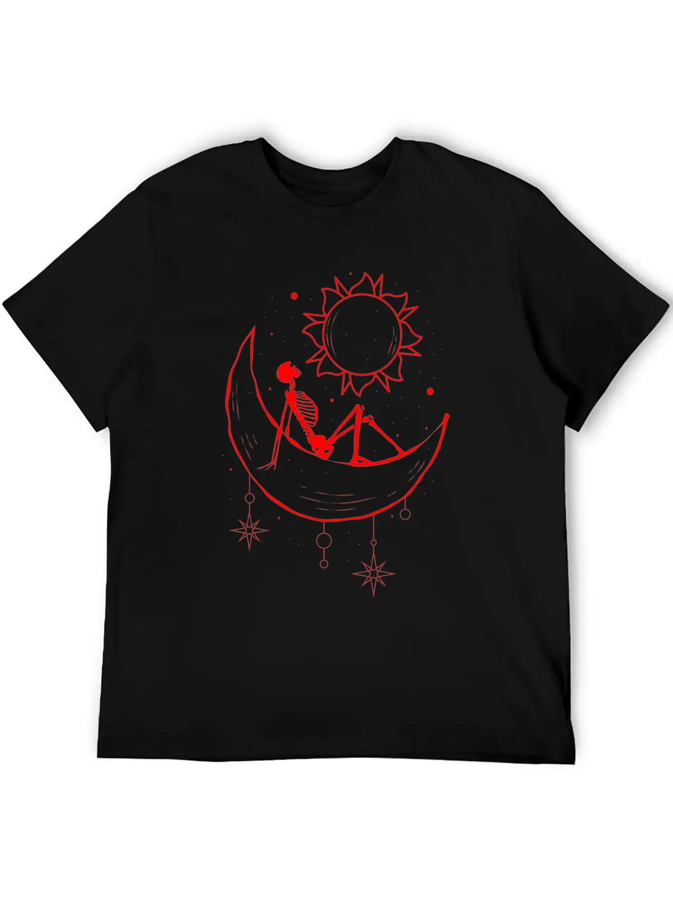 Bohemian Aesthetic Gothic Skeleton Sun And Moon Unisex Casual T-Shirt – Clean Design For Daily Comfort