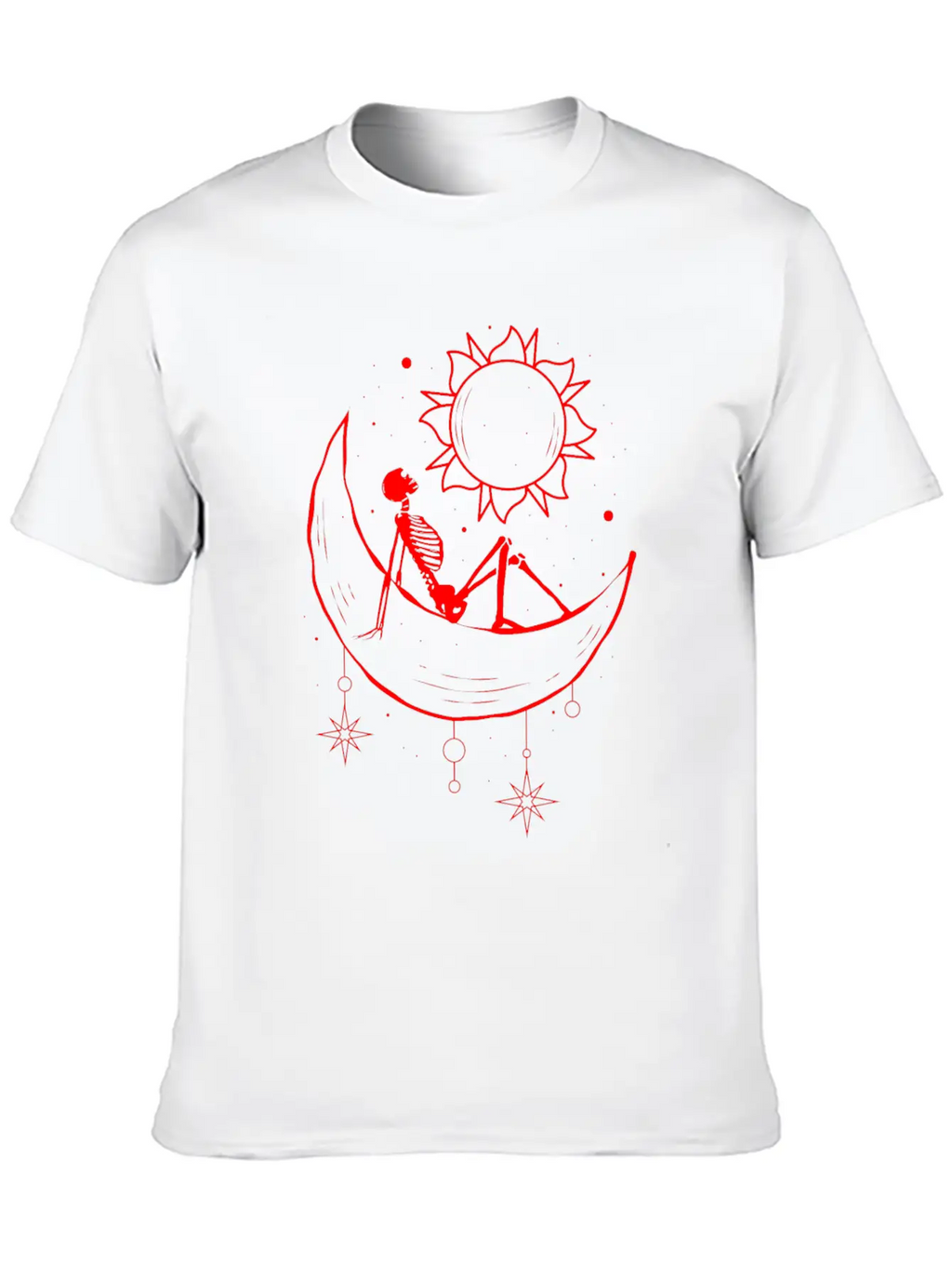 Bohemian Aesthetic Gothic Skeleton Sun And Moon Unisex Casual T-Shirt – Clean Design For Daily Comfort