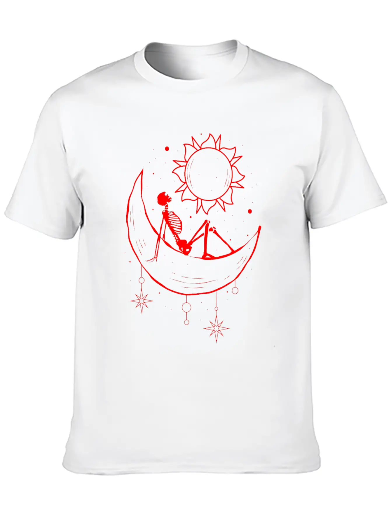 Bohemian Aesthetic Gothic Skeleton Sun And Moon Unisex Casual T-Shirt – Clean Design For Daily Comfort