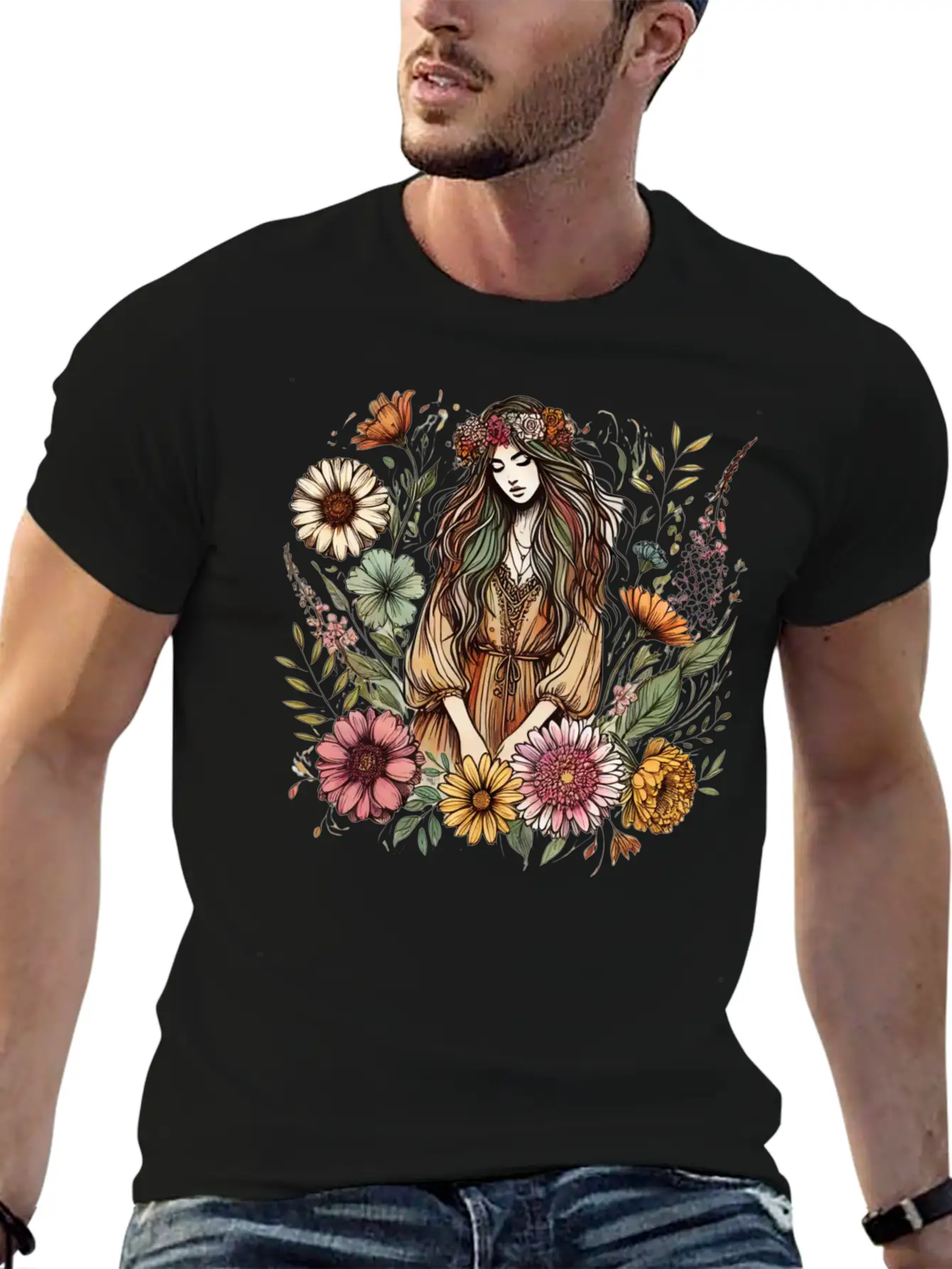 Boho Botanical Woman In Colour Unisex Casual T-Shirt – Clean Design For Daily Comfort