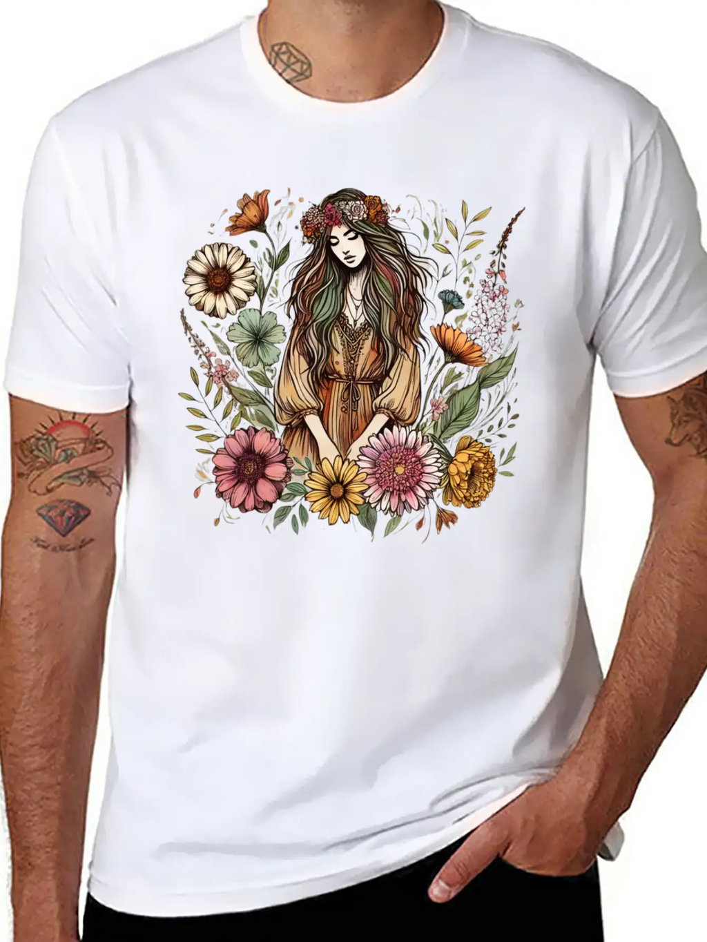 Boho Botanical Woman In Colour Unisex Casual T-Shirt – Clean Design For Daily Comfort