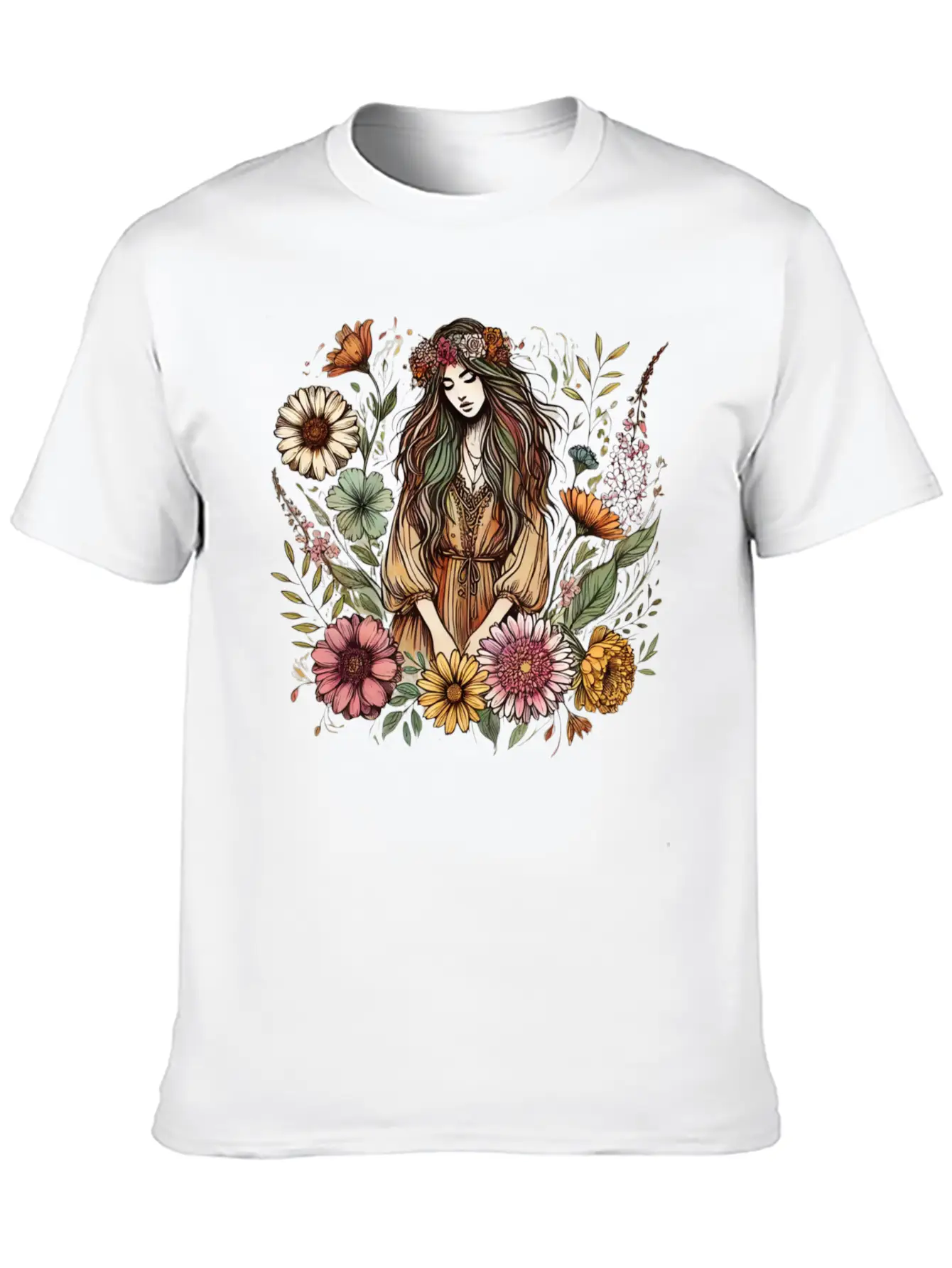 Boho Botanical Woman In Colour Unisex Casual T-Shirt – Clean Design For Daily Comfort