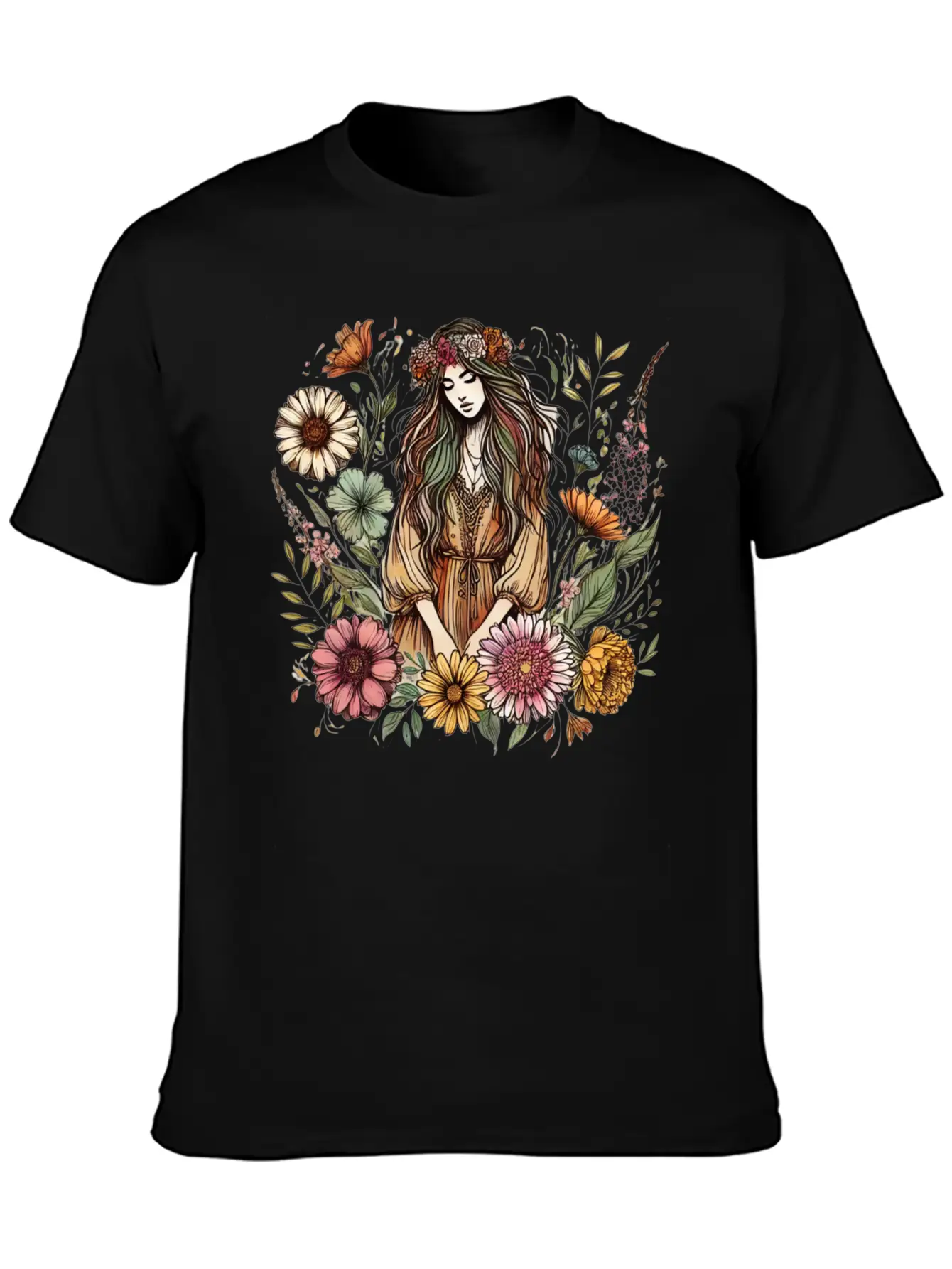 Boho Botanical Woman In Colour Unisex Casual T-Shirt – Clean Design For Daily Comfort