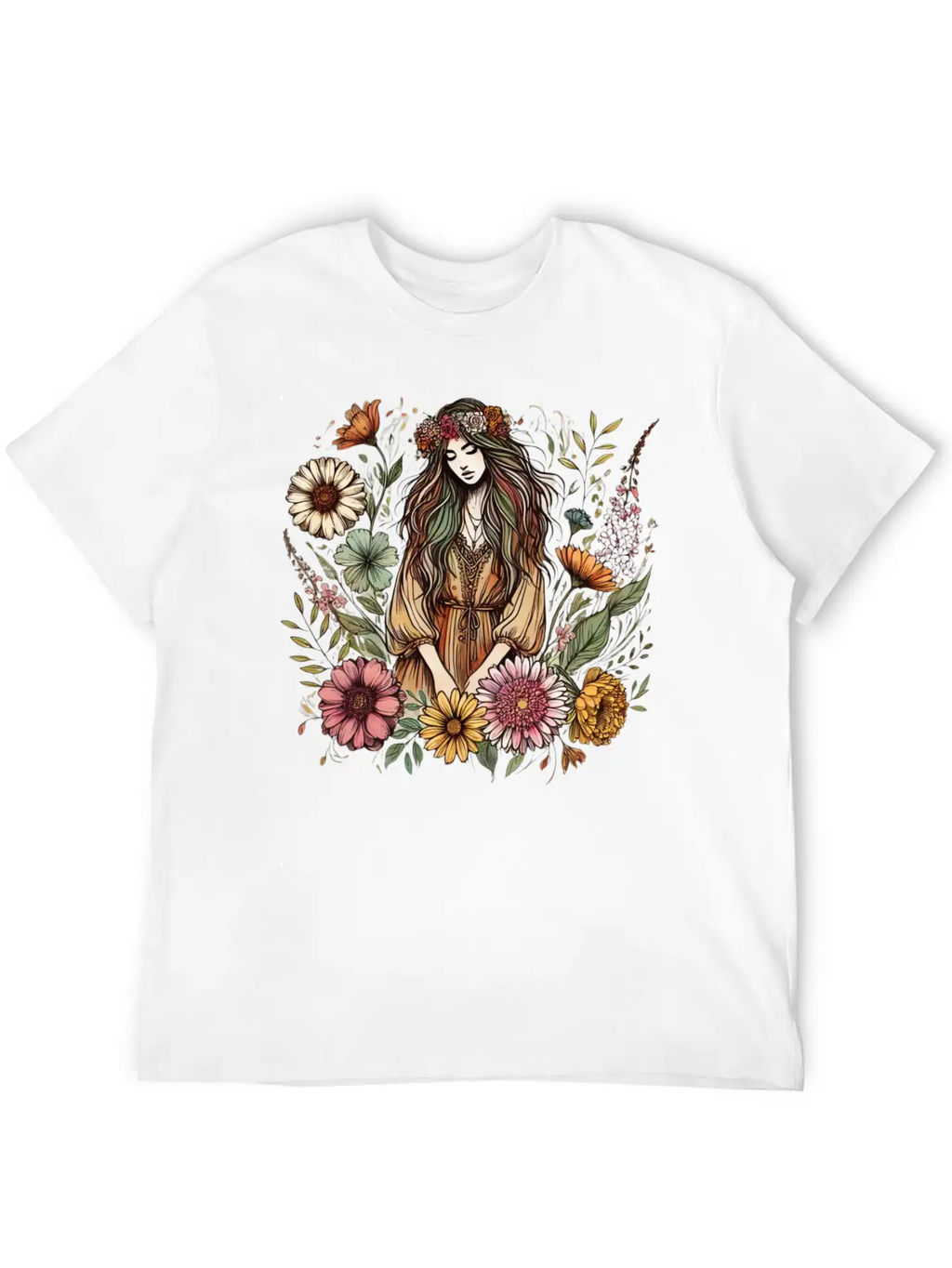 Boho Botanical Woman In Colour Unisex Casual T-Shirt – Clean Design For Daily Comfort