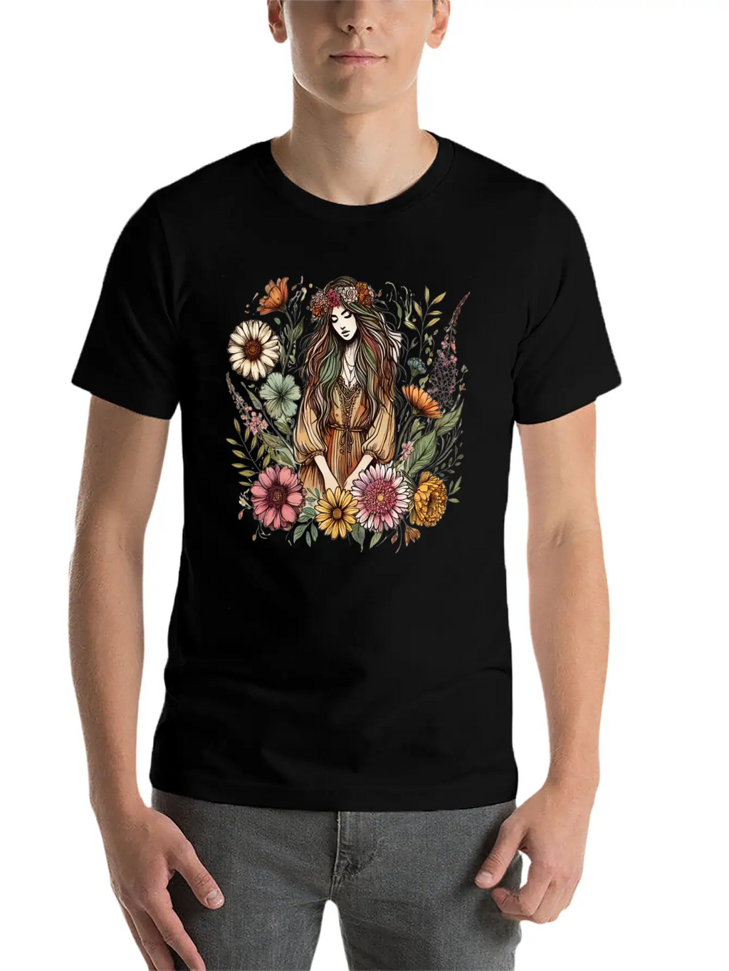 Boho Botanical Woman In Colour Unisex Casual T-Shirt – Clean Design For Daily Comfort