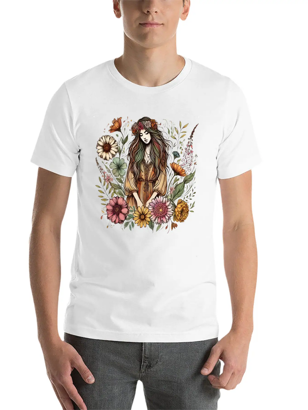 Boho Botanical Woman In Colour Unisex Casual T-Shirt – Clean Design For Daily Comfort