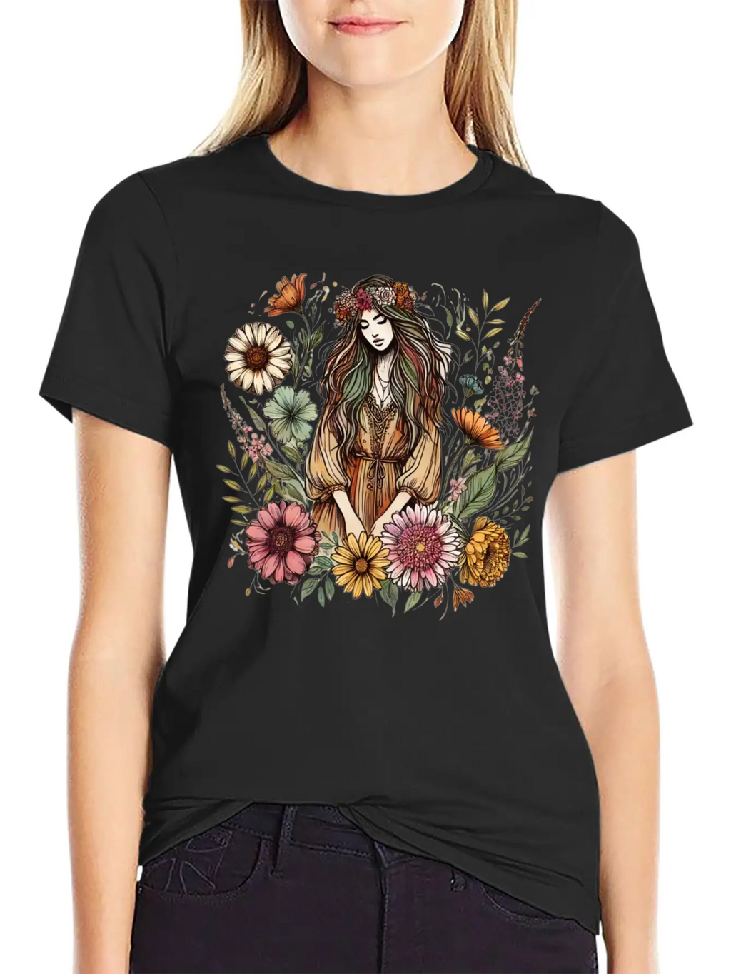 Boho Botanical Woman In Colour Unisex Casual T-Shirt – Clean Design For Daily Comfort