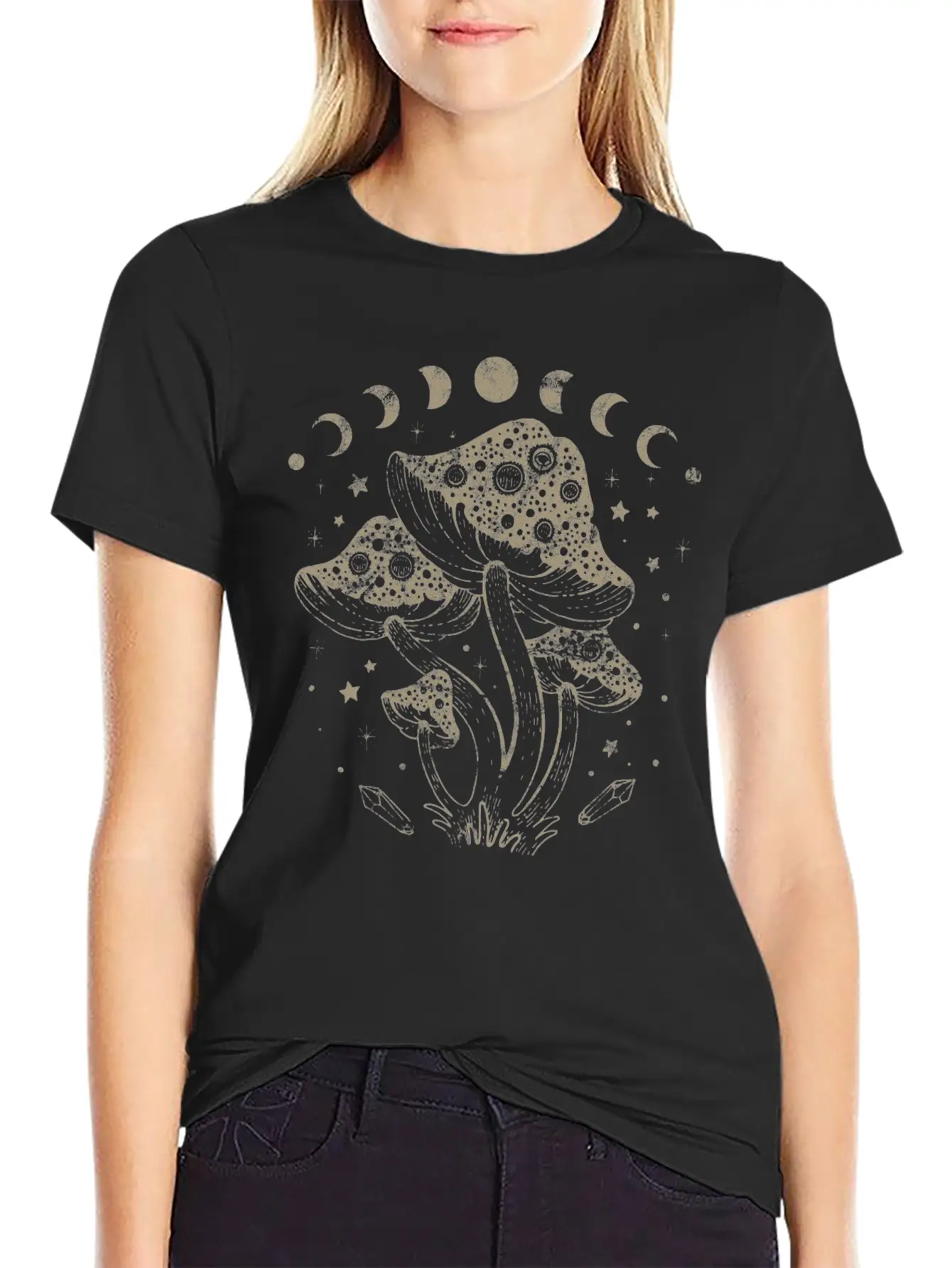 Boho Mushrooms Cottage Core Aesthetic Goblincore Unisex Casual T-Shirt – Clean Design For Daily Comfort