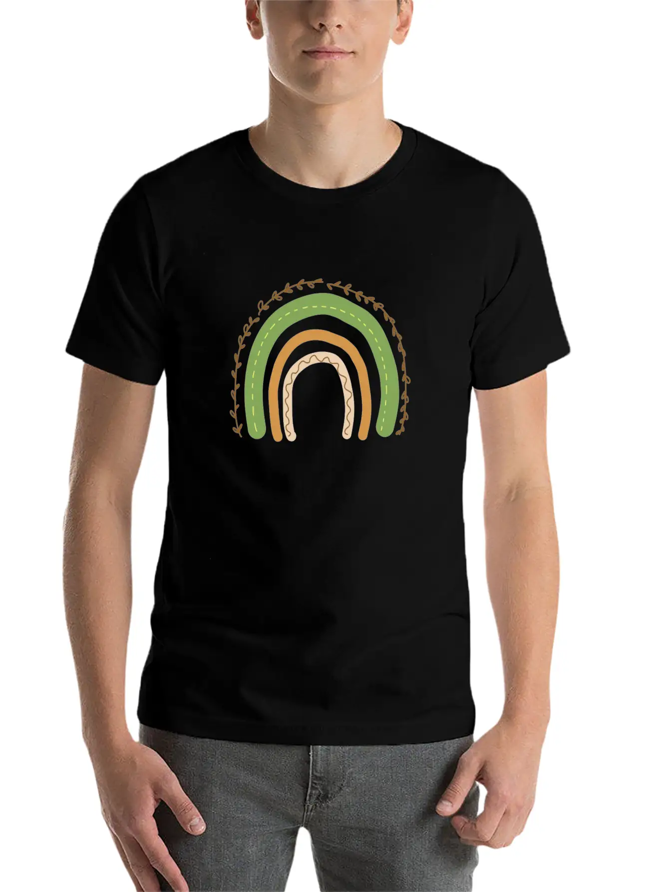 Boho Rainbow Unisex Short Sleeve Soft Cotton T-Shirt – Casual Everyday Wear