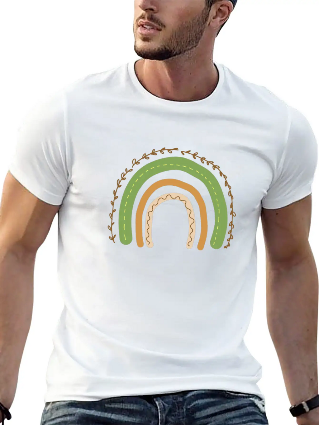 Boho Rainbow Unisex Short Sleeve Soft Cotton T-Shirt – Casual Everyday Wear