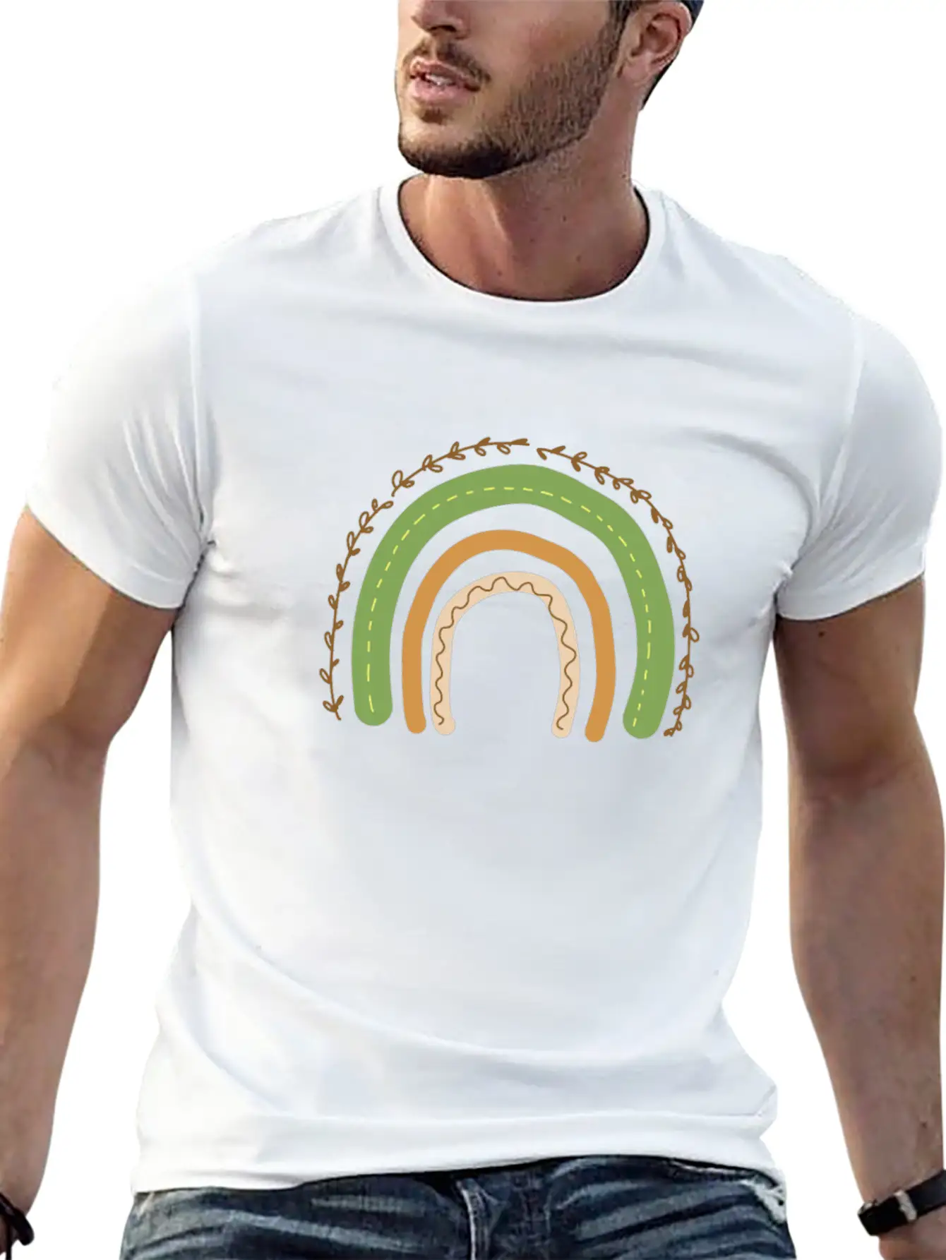 Boho Rainbow Unisex Short Sleeve Soft Cotton T-Shirt – Casual Everyday Wear