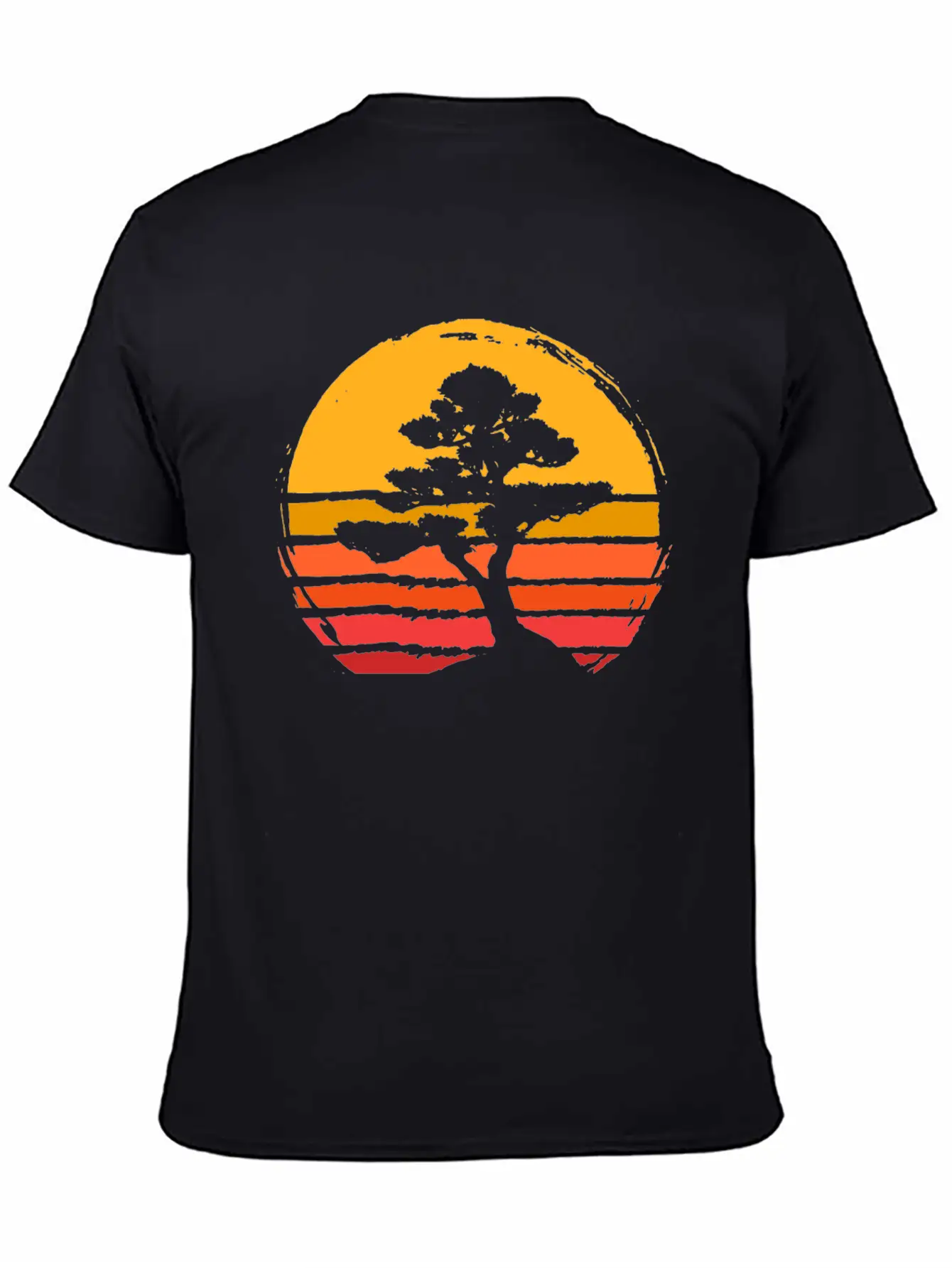 Bonsai Tree Sun Sunset Retro Vintage Gift Present Classic Fit Graphic Tee For Daily Comfort – Unisex Cotton Shirt
