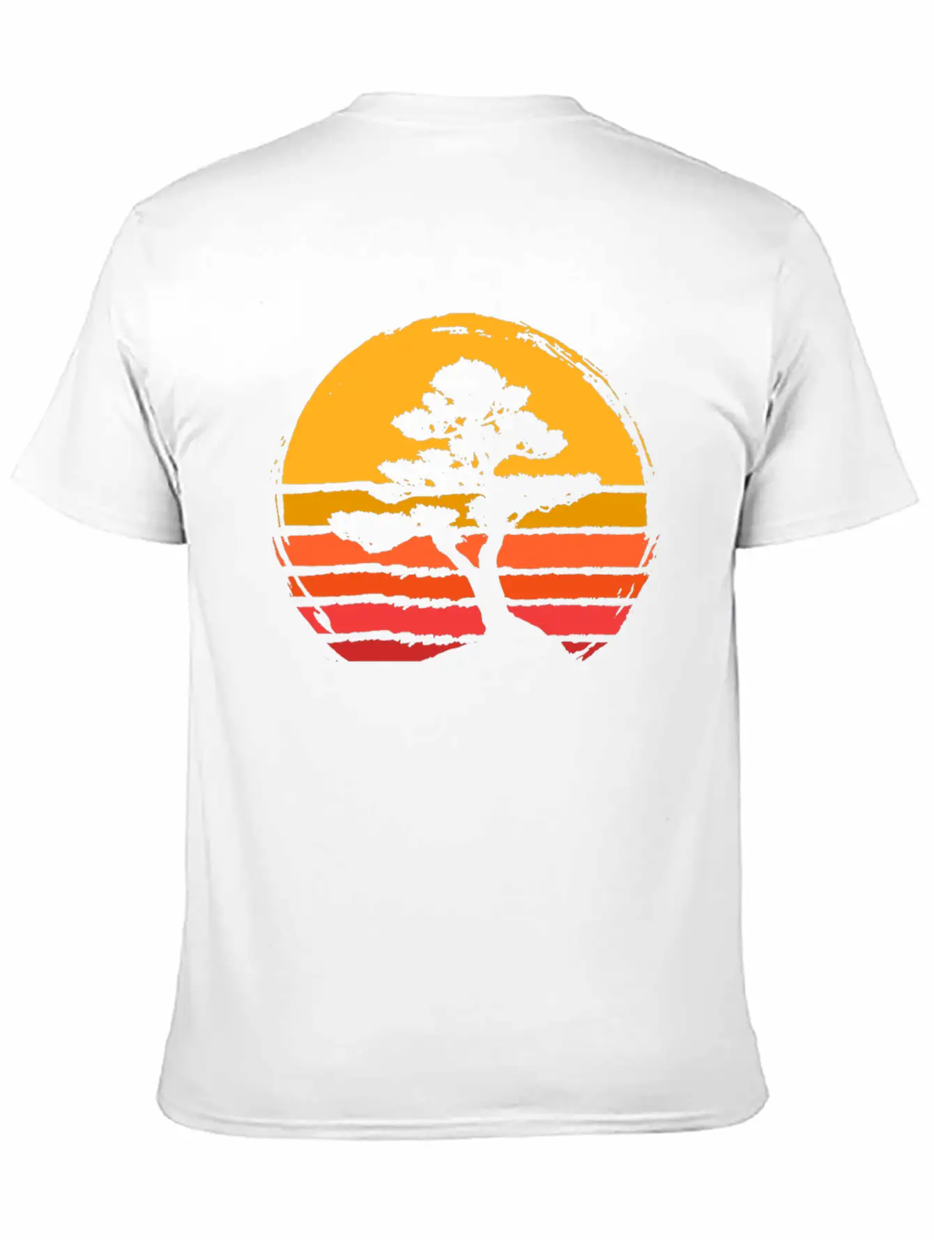 Bonsai Tree Sun Sunset Retro Vintage Gift Present Classic Fit Graphic Tee For Daily Comfort – Unisex Cotton Shirt