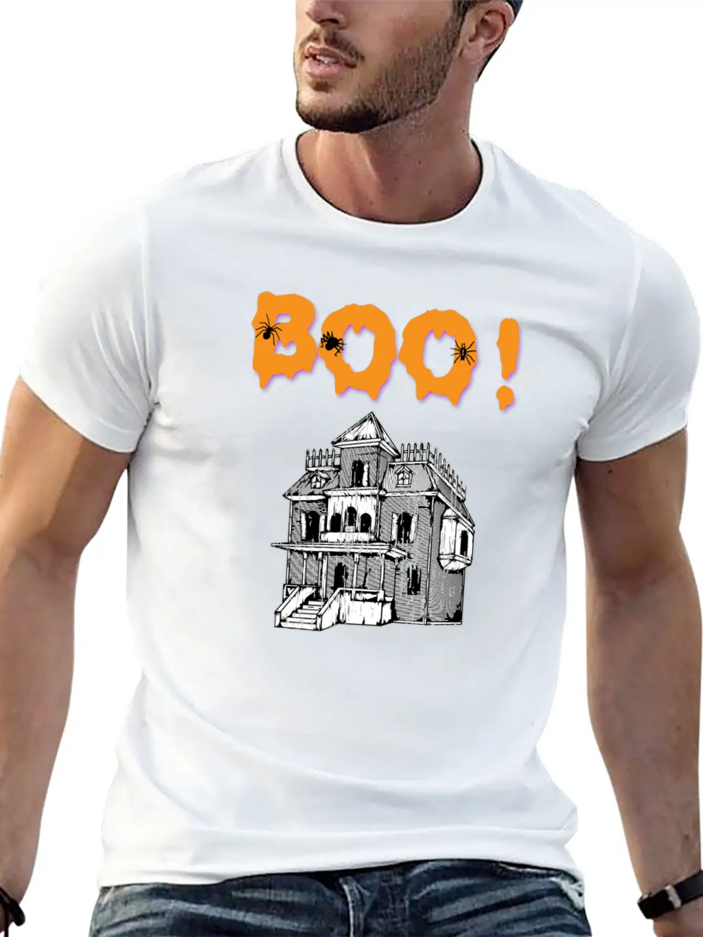 Boo! Haunted House Halloween Holiday T Shirt Breathable Soft Cotton T-Shirt – Timeless Casual Look