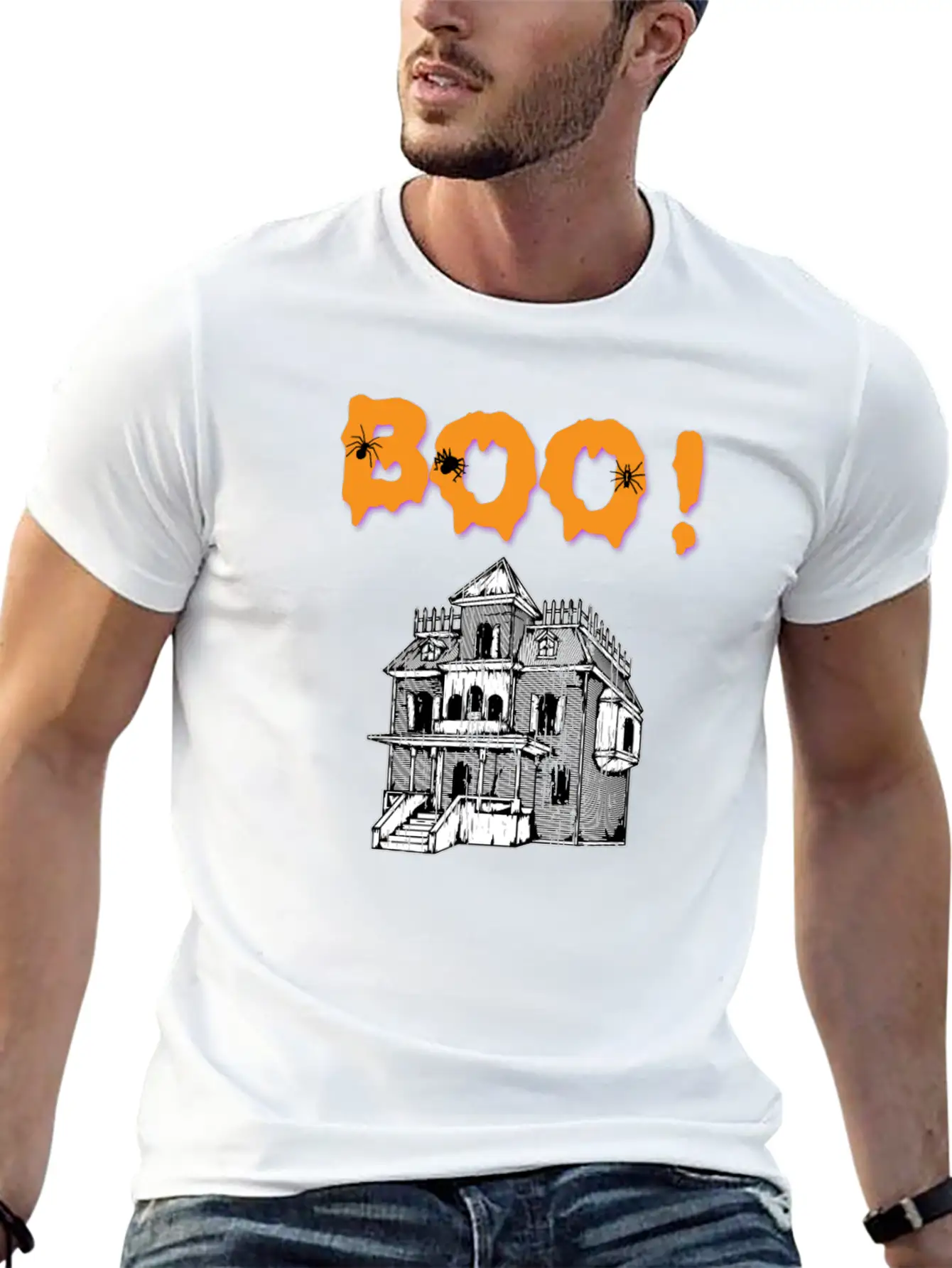 Boo! Haunted House Halloween Holiday T Shirt Breathable Soft Cotton T-Shirt – Timeless Casual Look