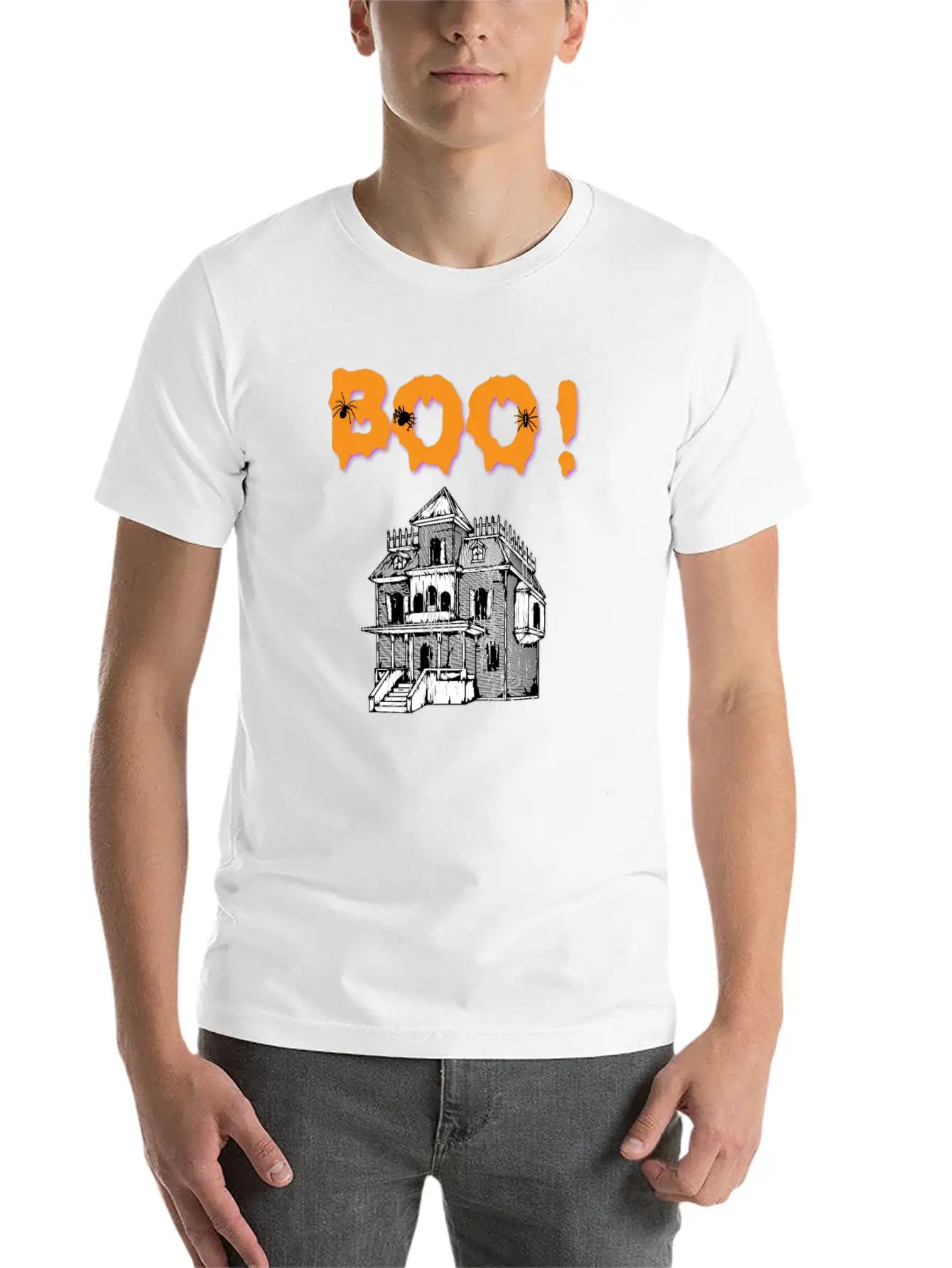 Boo! Haunted House Halloween Holiday T Shirt Breathable Soft Cotton T-Shirt – Timeless Casual Look