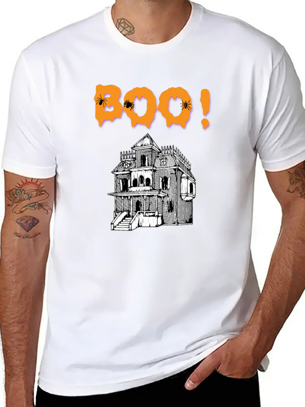 Boo! Haunted House Halloween Holiday T Shirt Breathable Soft Cotton T-Shirt – Timeless Casual Look