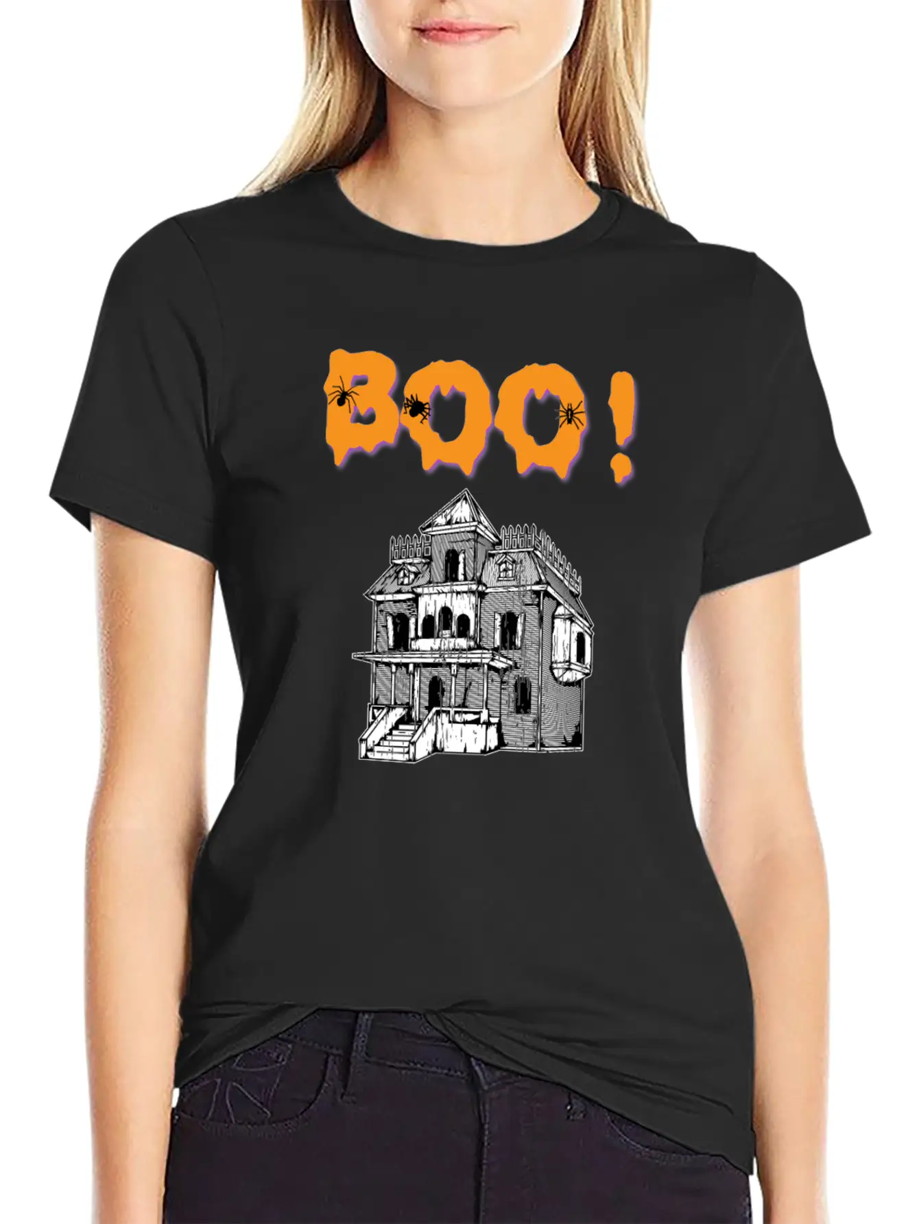 Boo! Haunted House Halloween Holiday T Shirt Breathable Soft Cotton T-Shirt – Timeless Casual Look