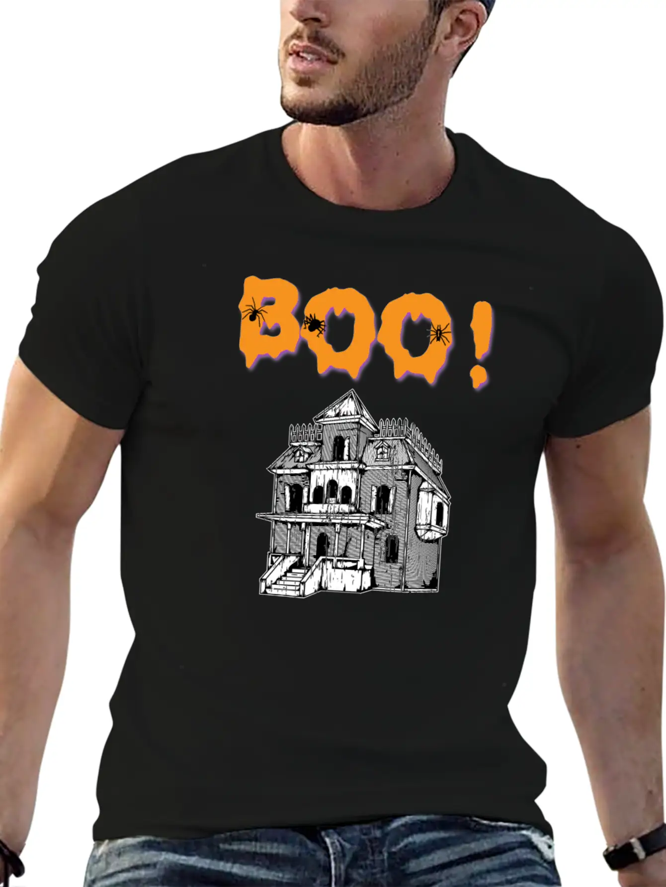 Boo! Haunted House Halloween Holiday T Shirt Breathable Soft Cotton T-Shirt – Timeless Casual Look