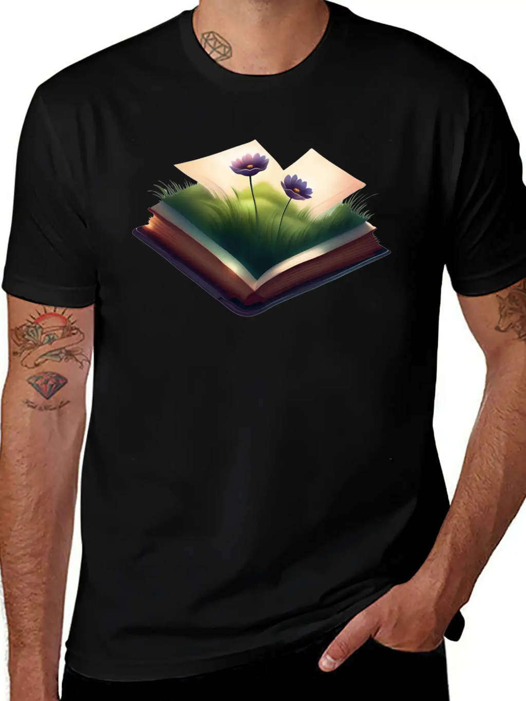 Book And Flower Casual Graphic T-Shirt – Simple And Comfortable Daily Wear