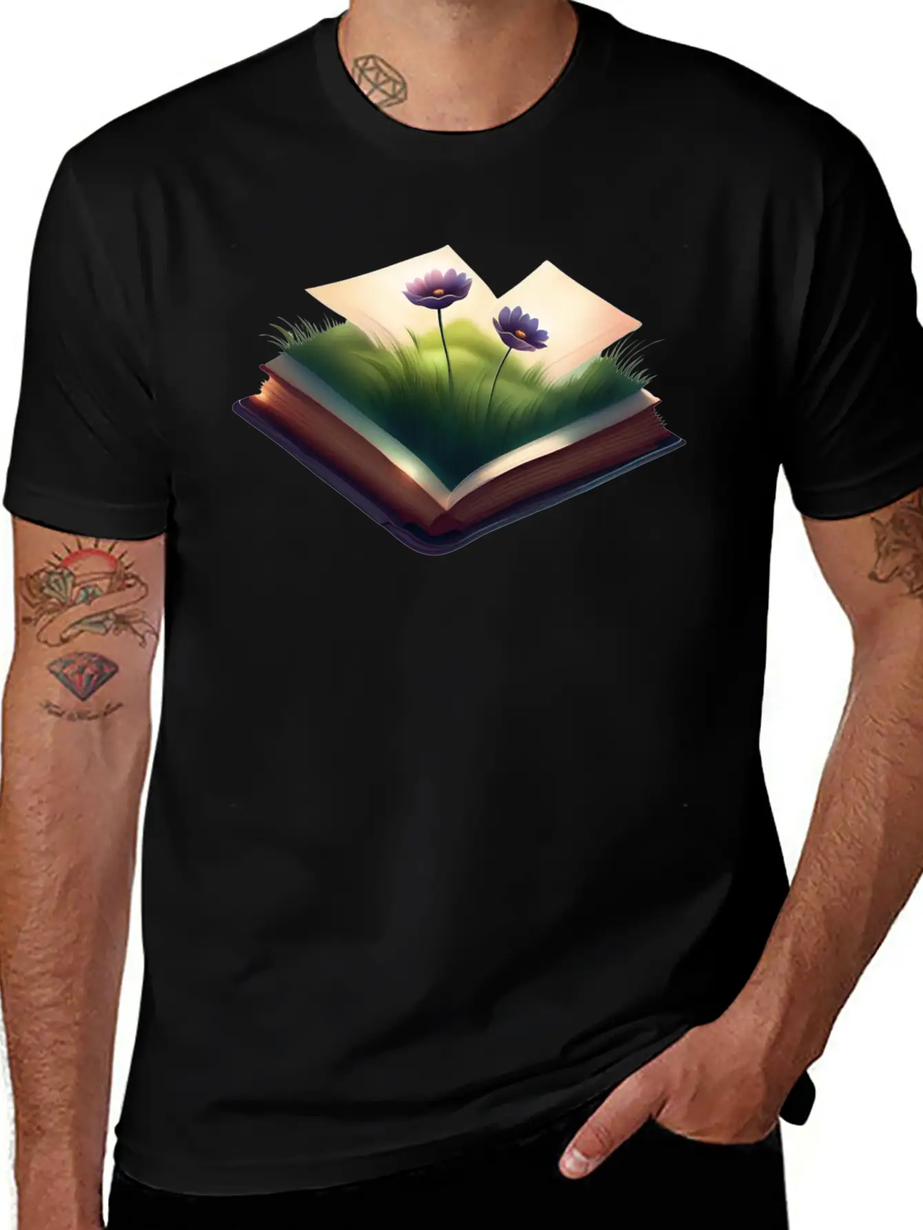 Book And Flower Casual Graphic T-Shirt – Simple And Comfortable Daily Wear
