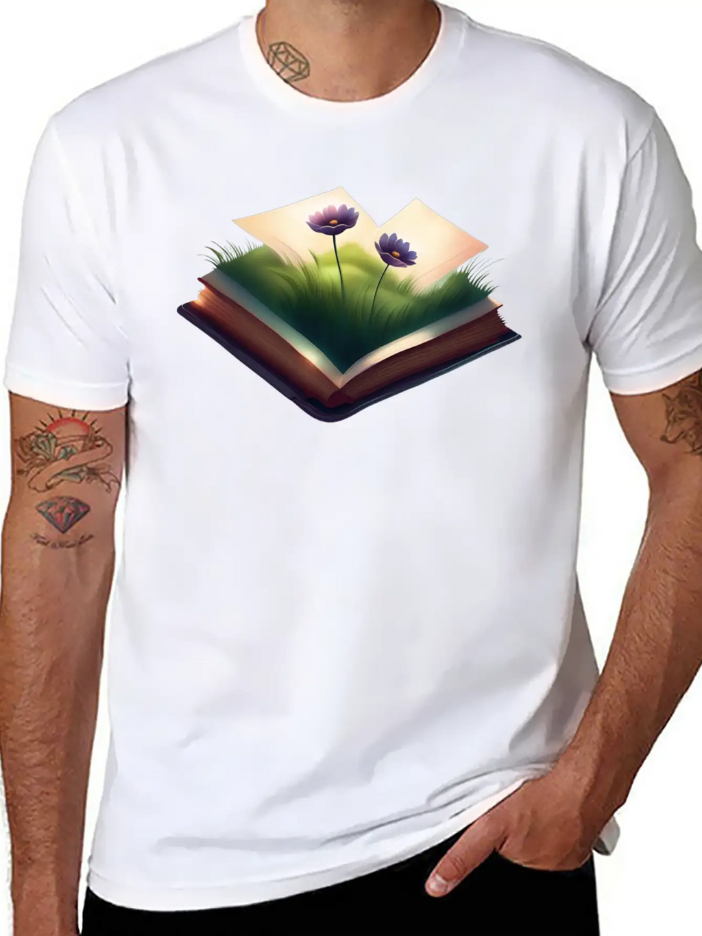 Book And Flower Casual Graphic T-Shirt – Simple And Comfortable Daily Wear
