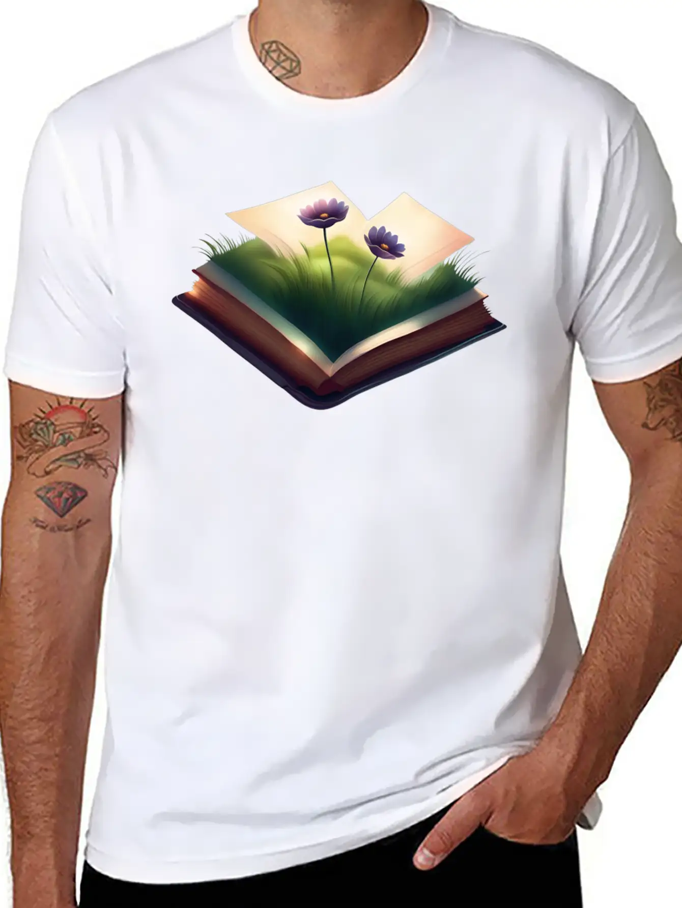 Book And Flower Casual Graphic T-Shirt – Simple And Comfortable Daily Wear