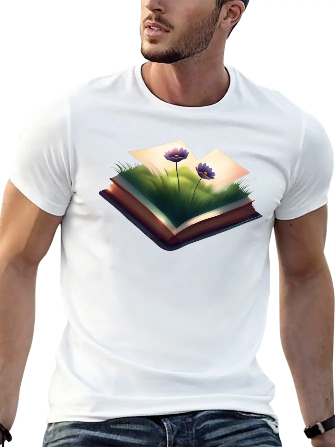 Book And Flower Casual Graphic T-Shirt – Simple And Comfortable Daily Wear