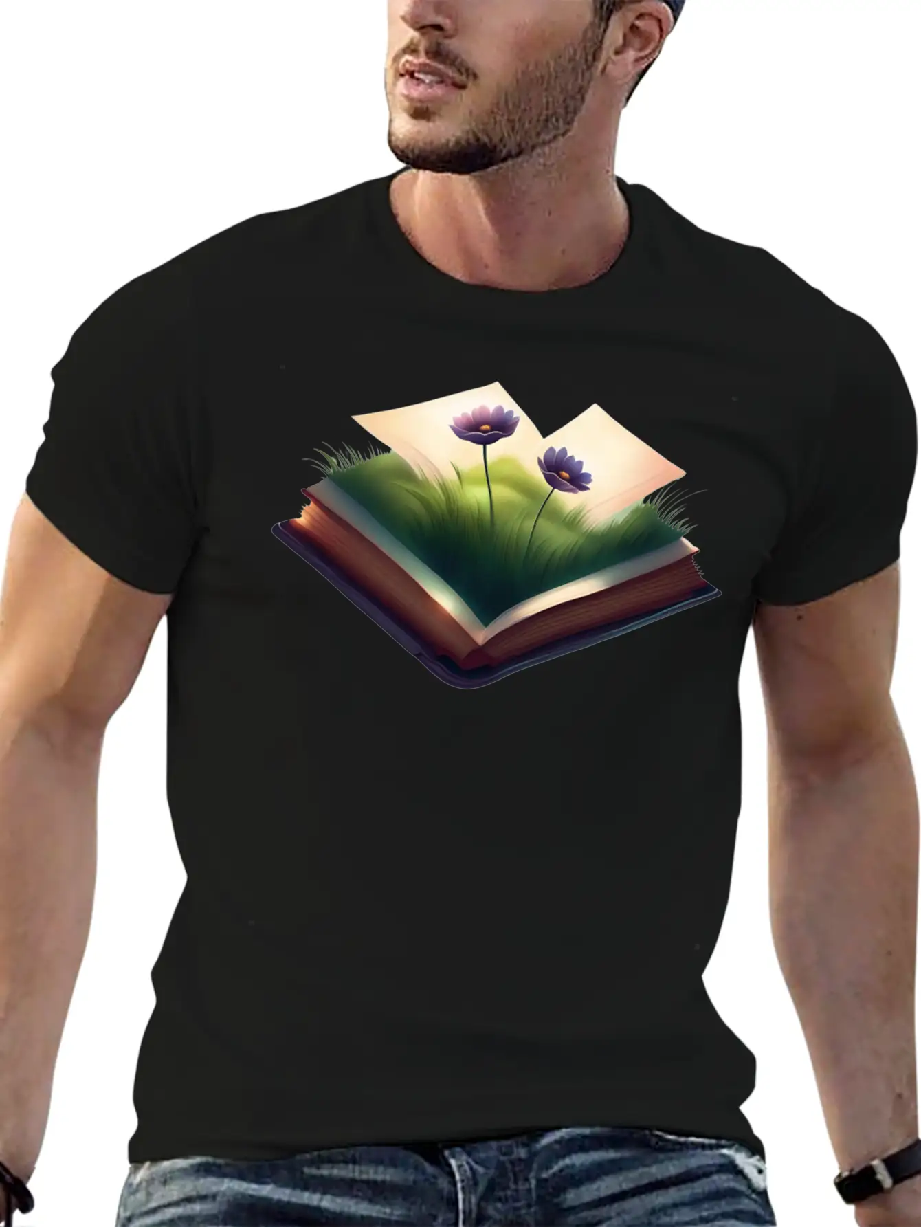 Book And Flower Casual Graphic T-Shirt – Simple And Comfortable Daily Wear
