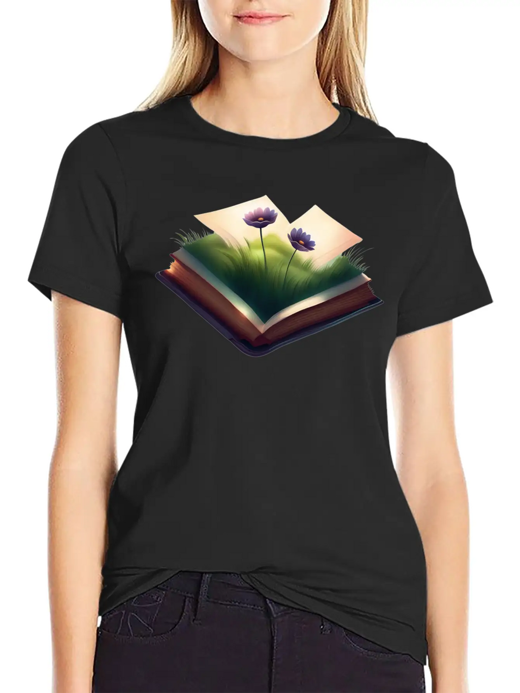Book And Flower Casual Graphic T-Shirt – Simple And Comfortable Daily Wear