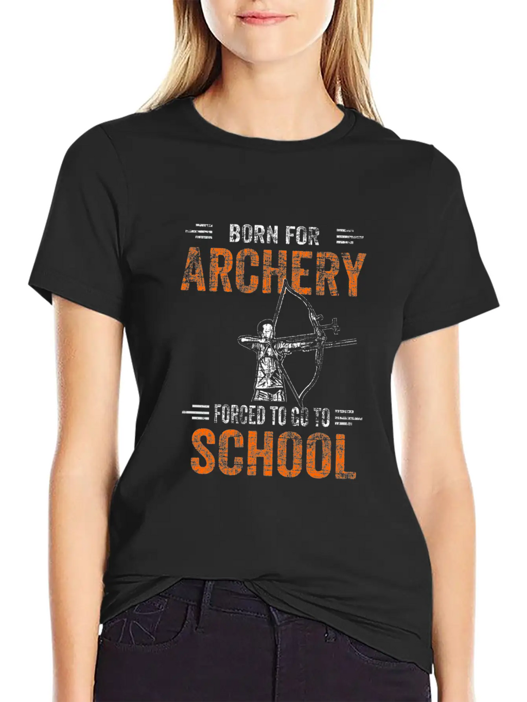 Born For Archery Forced To Go To School Archer Gif Unisex Casual T-Shirt – Clean Design For Daily Comfort