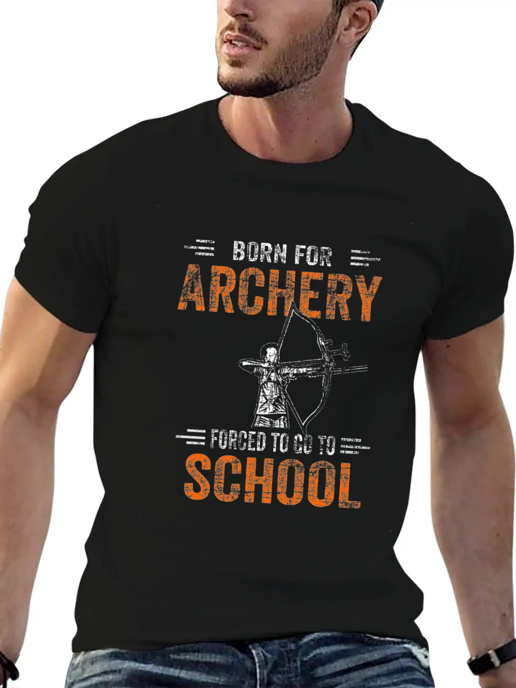 Born For Archery Forced To Go To School Archer Gif Unisex Casual T-Shirt – Clean Design For Daily Comfort