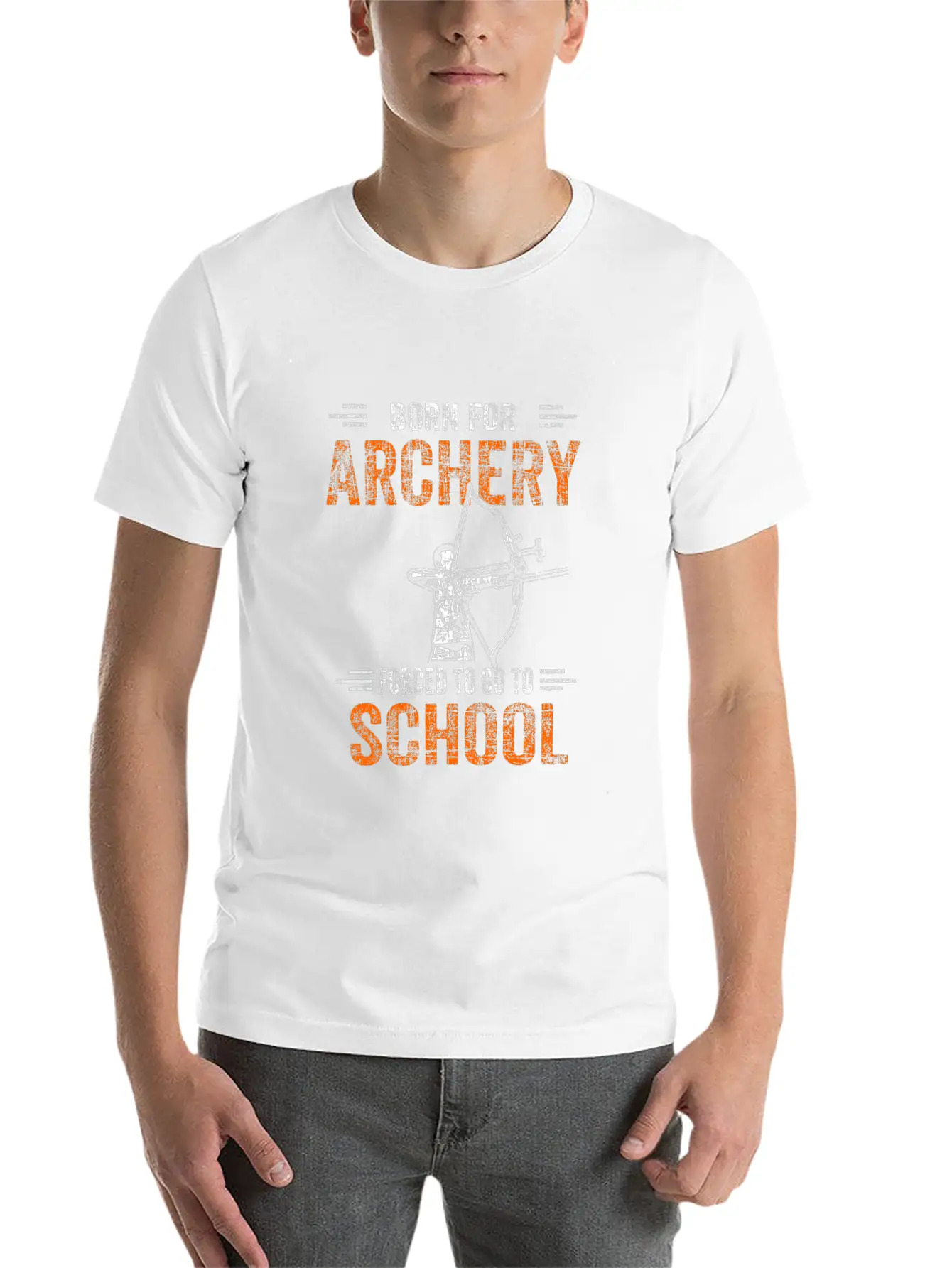 Born For Archery Forced To Go To School Archer Gif Unisex Casual T-Shirt – Clean Design For Daily Comfort