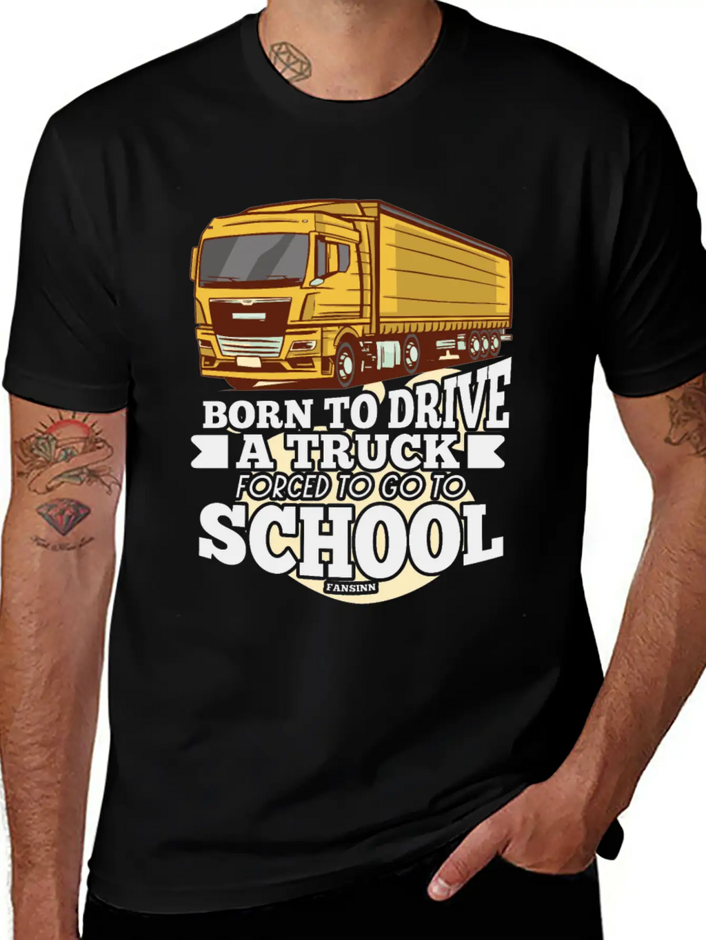 Born To Drive A Truck Forced To Go To School Unisex Short Sleeve Soft Cotton T-Shirt – Casual Everyday Wear