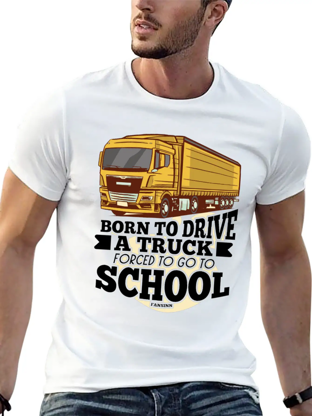 Born To Drive A Truck Forced To Go To School Unisex Short Sleeve Soft Cotton T-Shirt – Casual Everyday Wear
