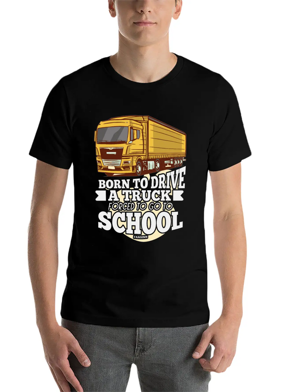 Born To Drive A Truck Forced To Go To School Unisex Short Sleeve Soft Cotton T-Shirt – Casual Everyday Wear