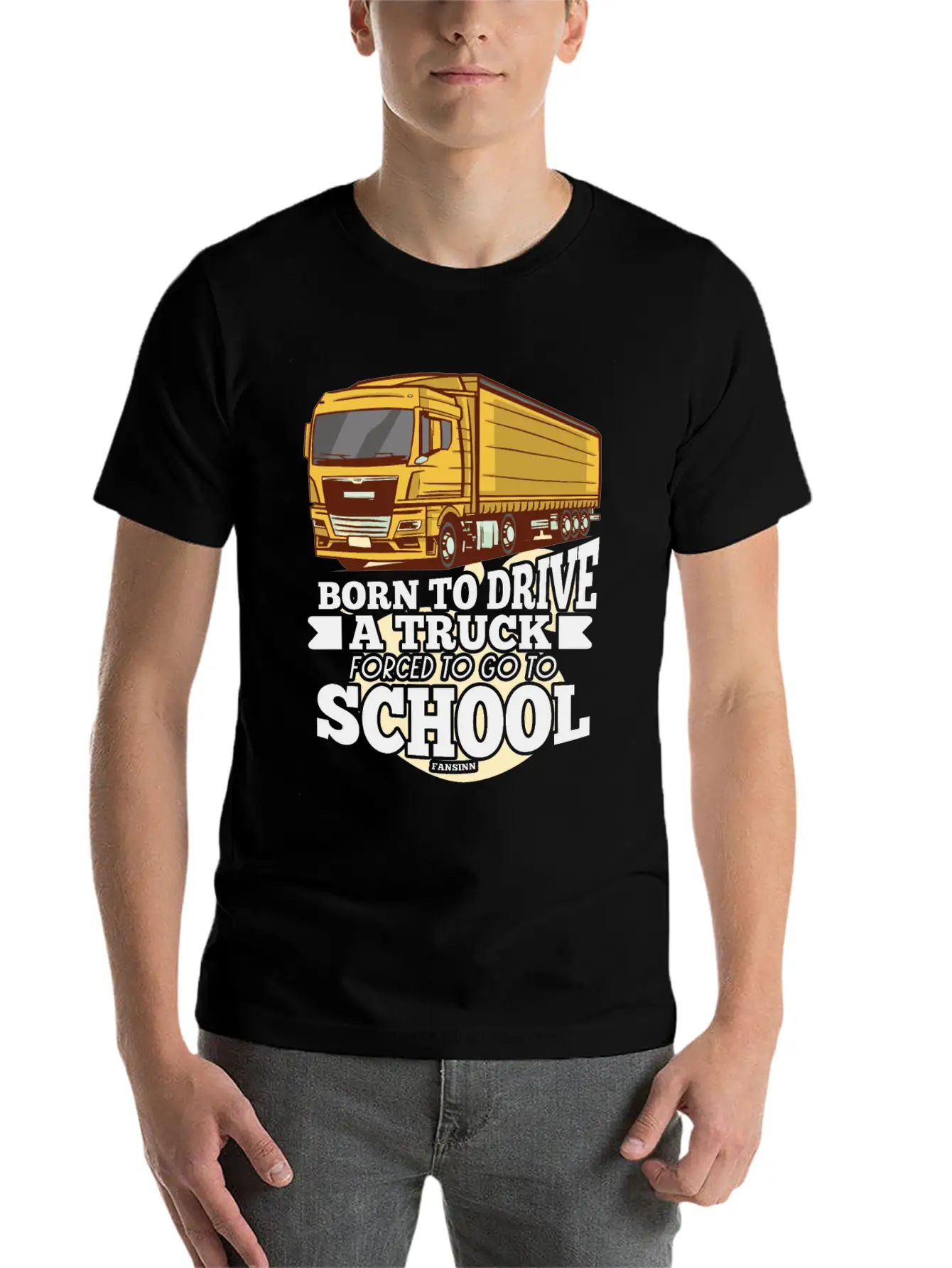 Born To Drive A Truck Forced To Go To School Unisex Short Sleeve Soft Cotton T-Shirt – Casual Everyday Wear