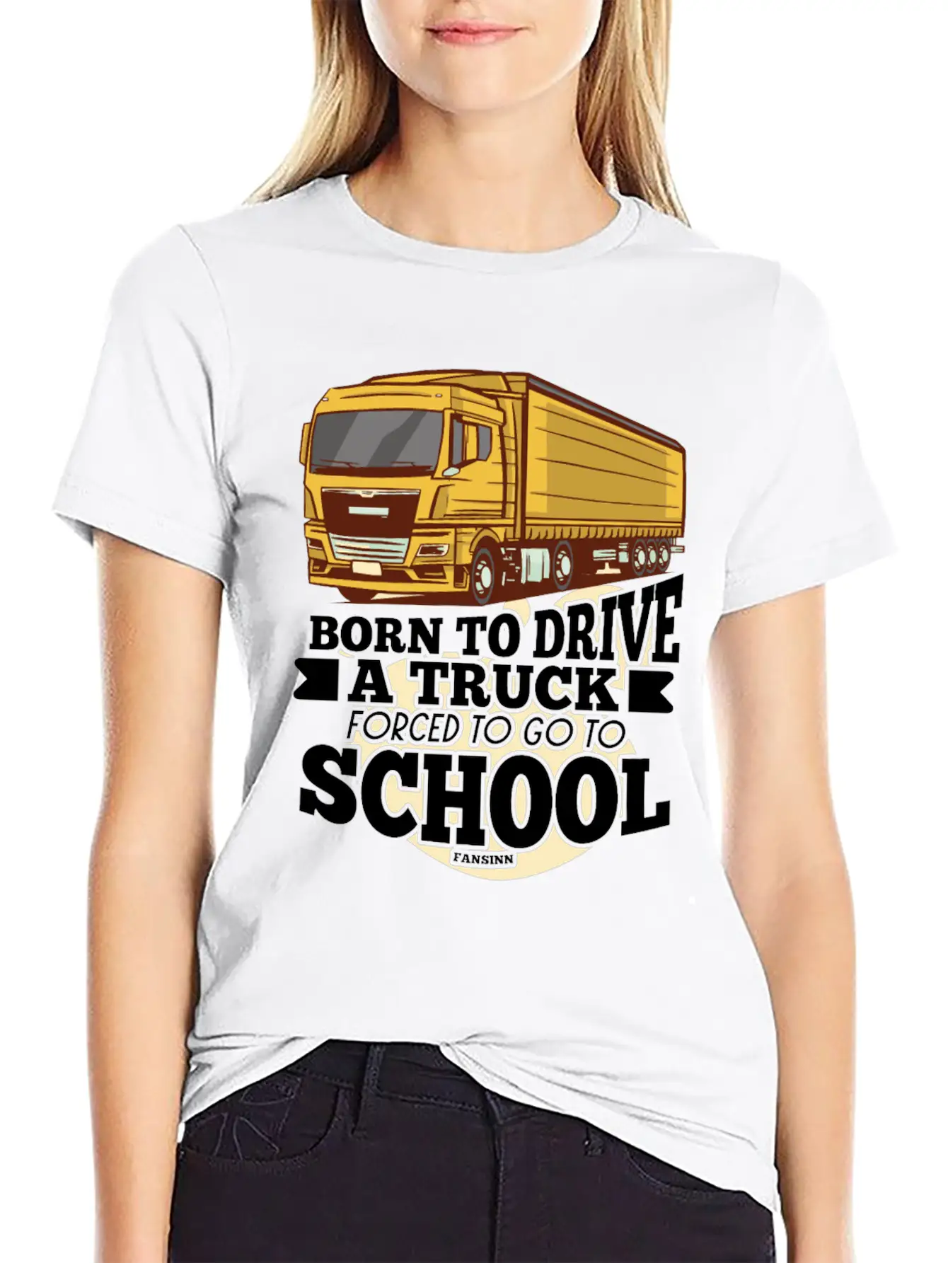 Born To Drive A Truck Forced To Go To School Unisex Short Sleeve Soft Cotton T-Shirt – Casual Everyday Wear